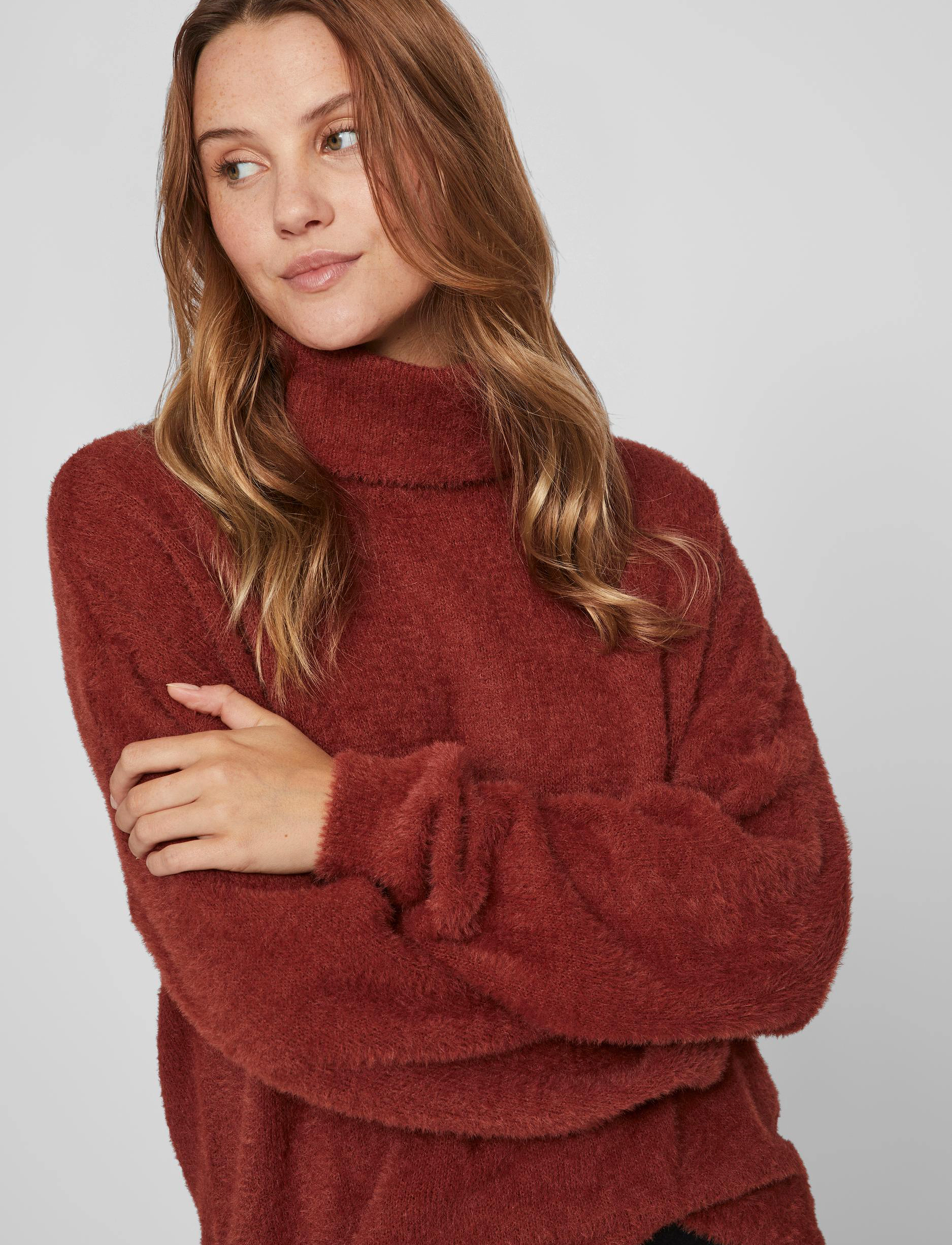 Vila - VILAJULI ROLLNECK L/S KNIT - NOOS - fired brick - 4