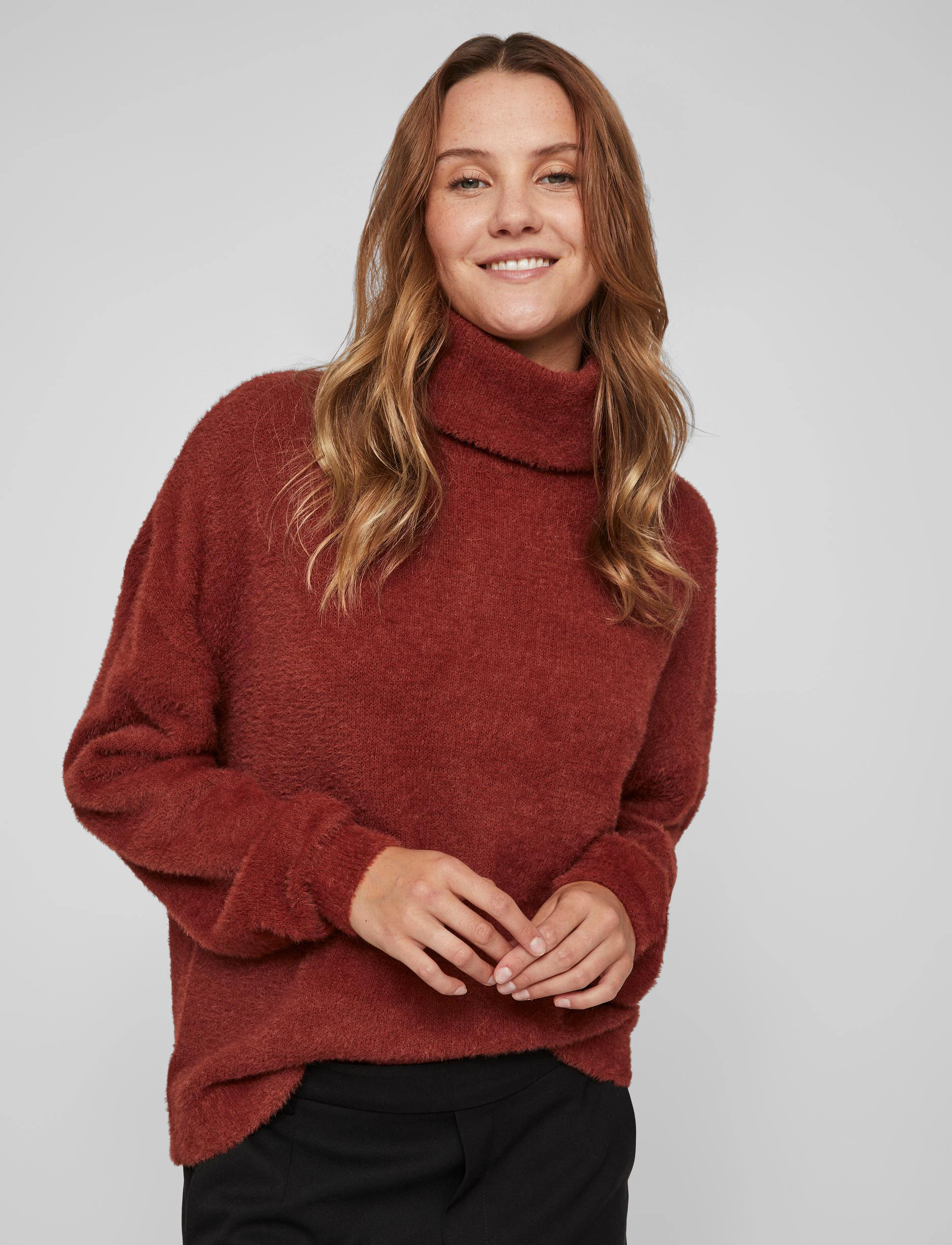 Vila - VILAJULI ROLLNECK L/S KNIT - NOOS - fired brick - 5
