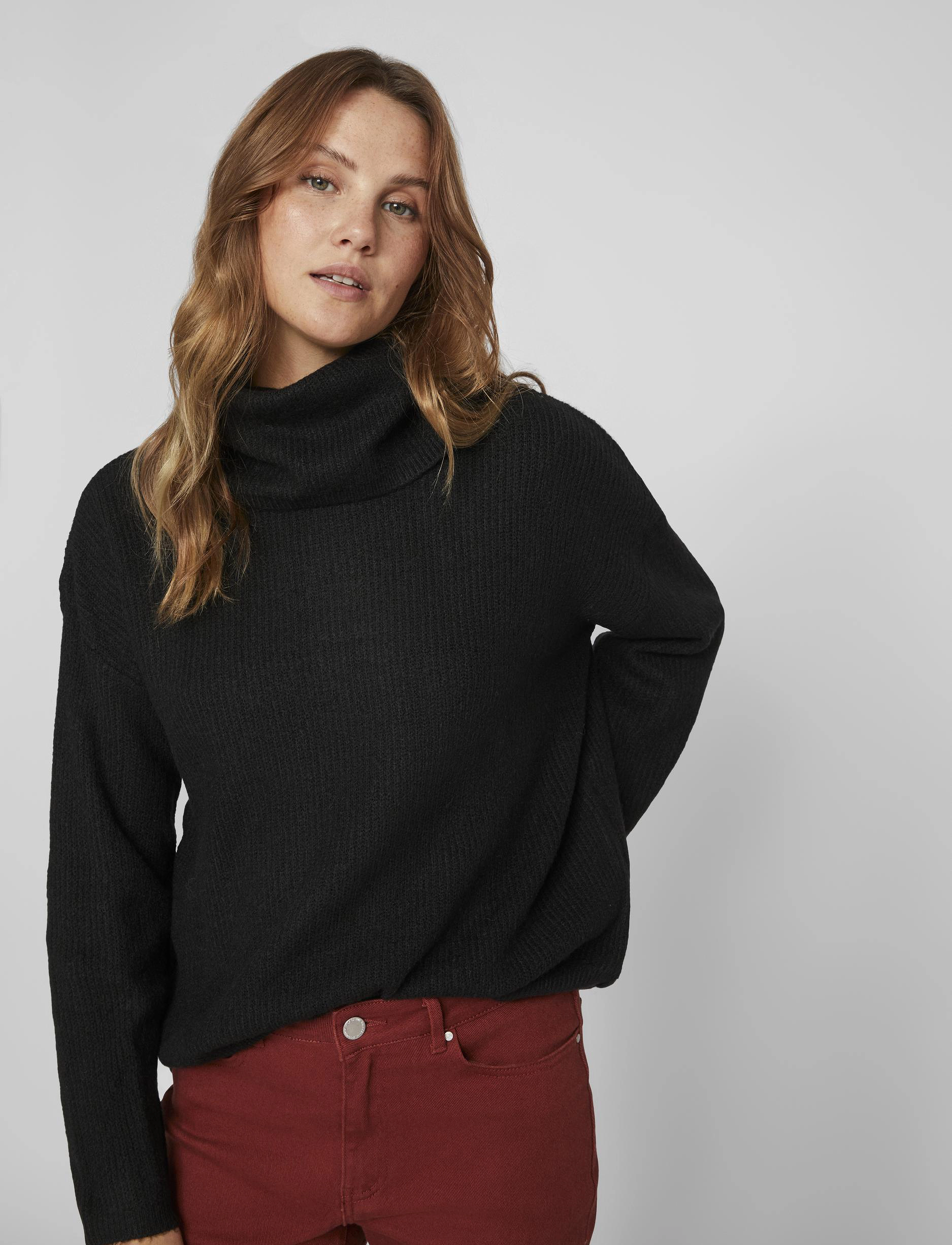 Vila - VICILIA ROLLNECK L/S KNIT TOP- NOOS - black - 4