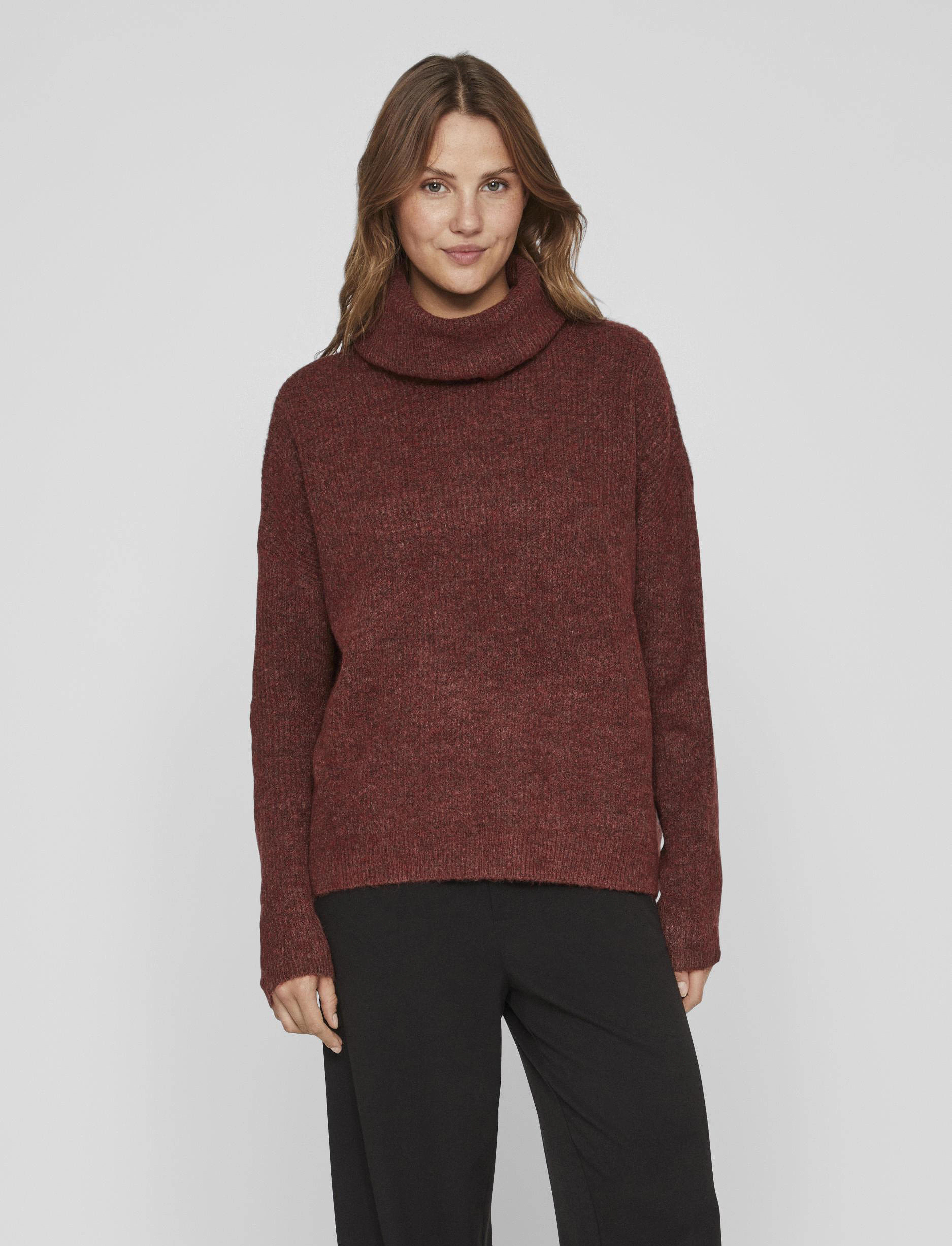 Vila - VICILIA ROLLNECK L/S KNIT TOP- NOOS - fired brick - 2