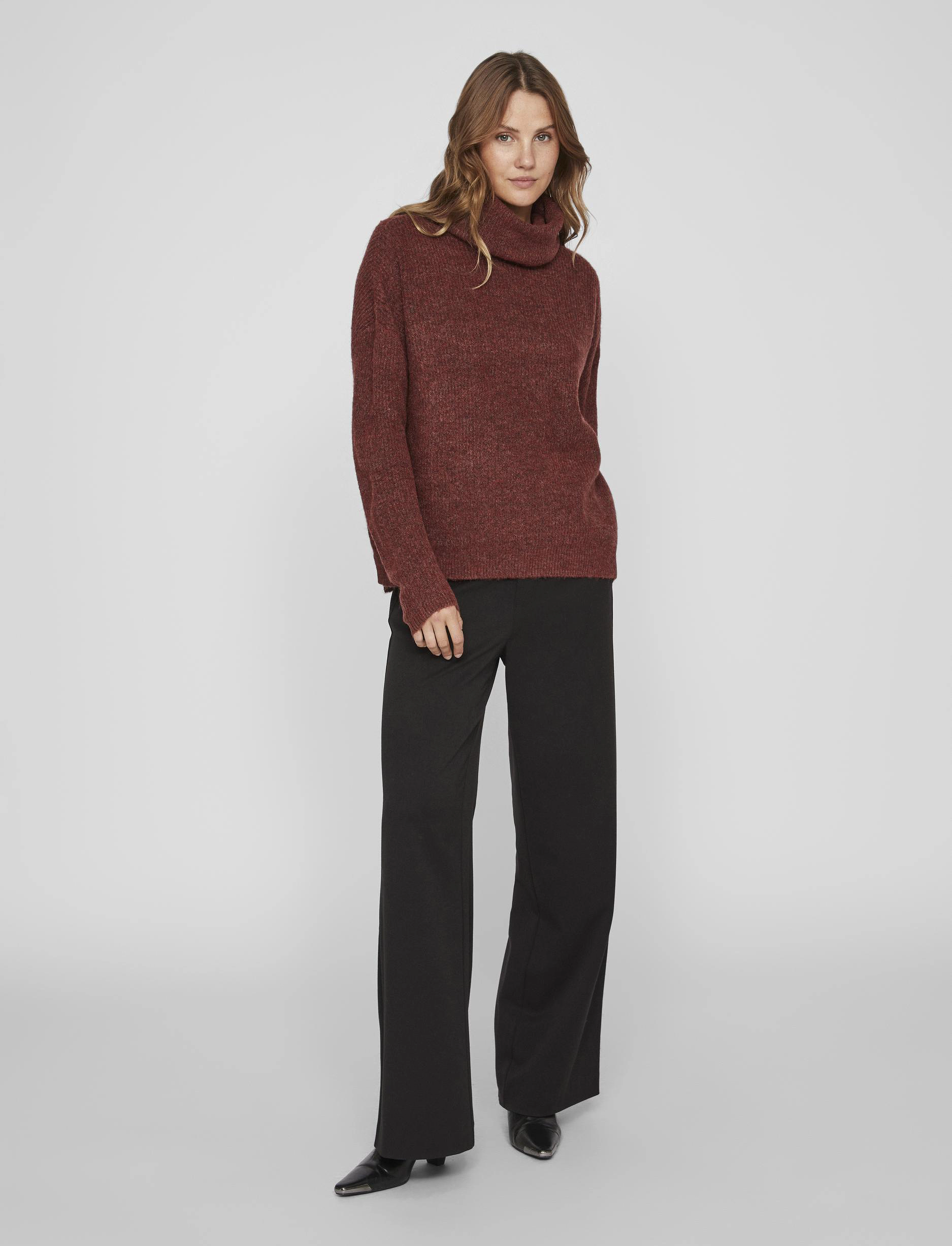 Vila - VICILIA ROLLNECK L/S KNIT TOP- NOOS - fired brick - 5