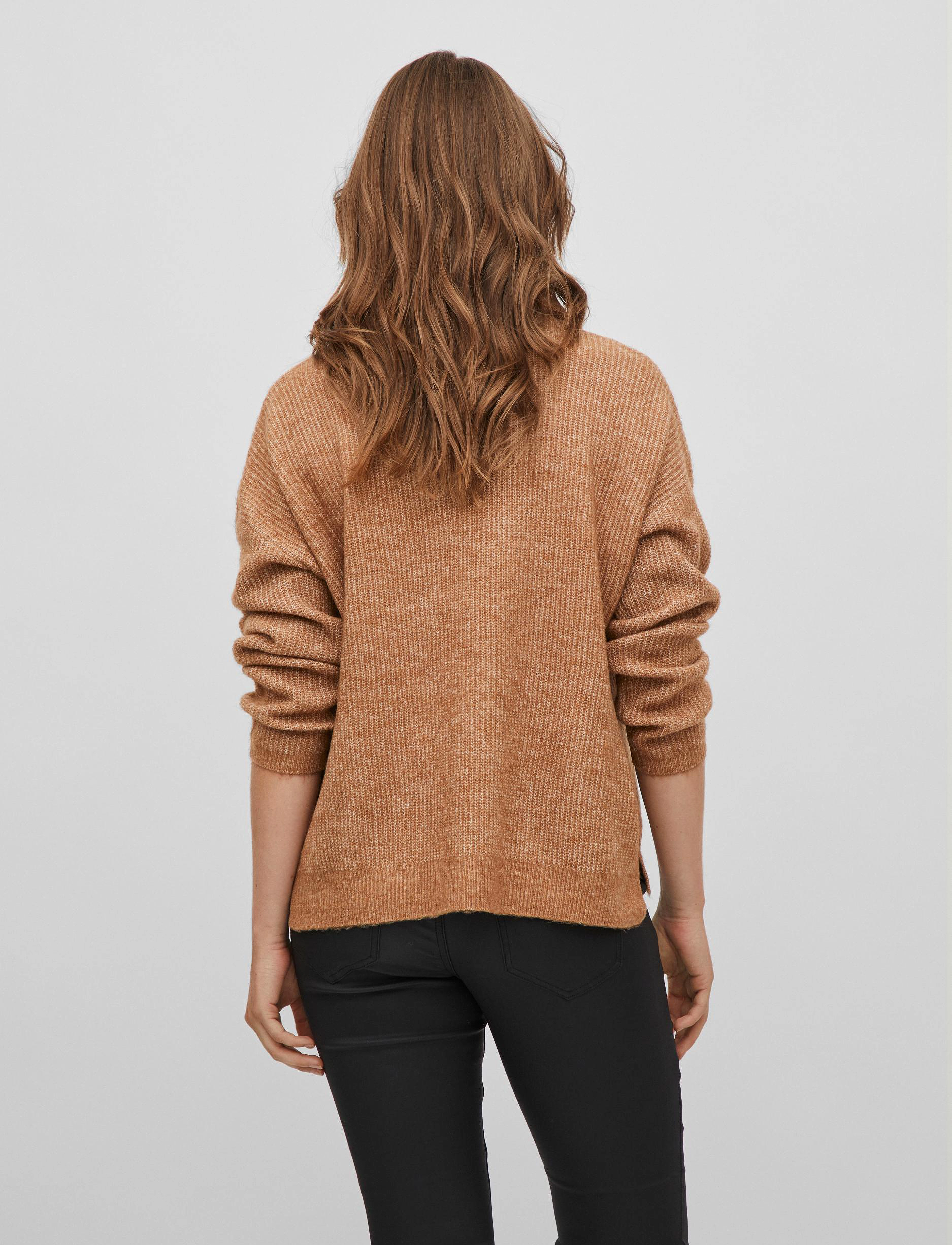 Vila - VICILIA ROLLNECK L/S KNIT TOP- NOOS - toasted coconut - 3