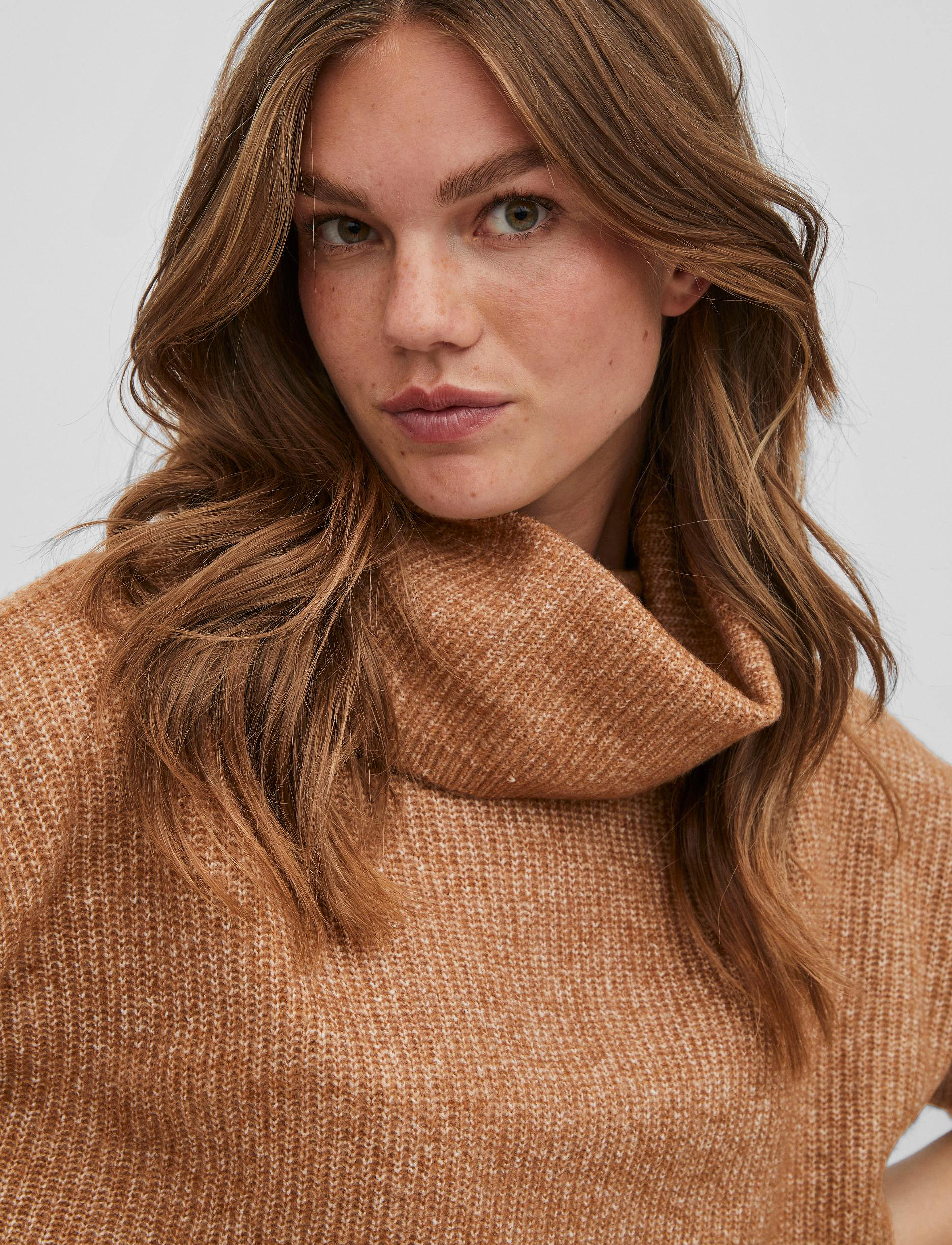 Vila - VICILIA ROLLNECK L/S KNIT TOP- NOOS - toasted coconut - 5