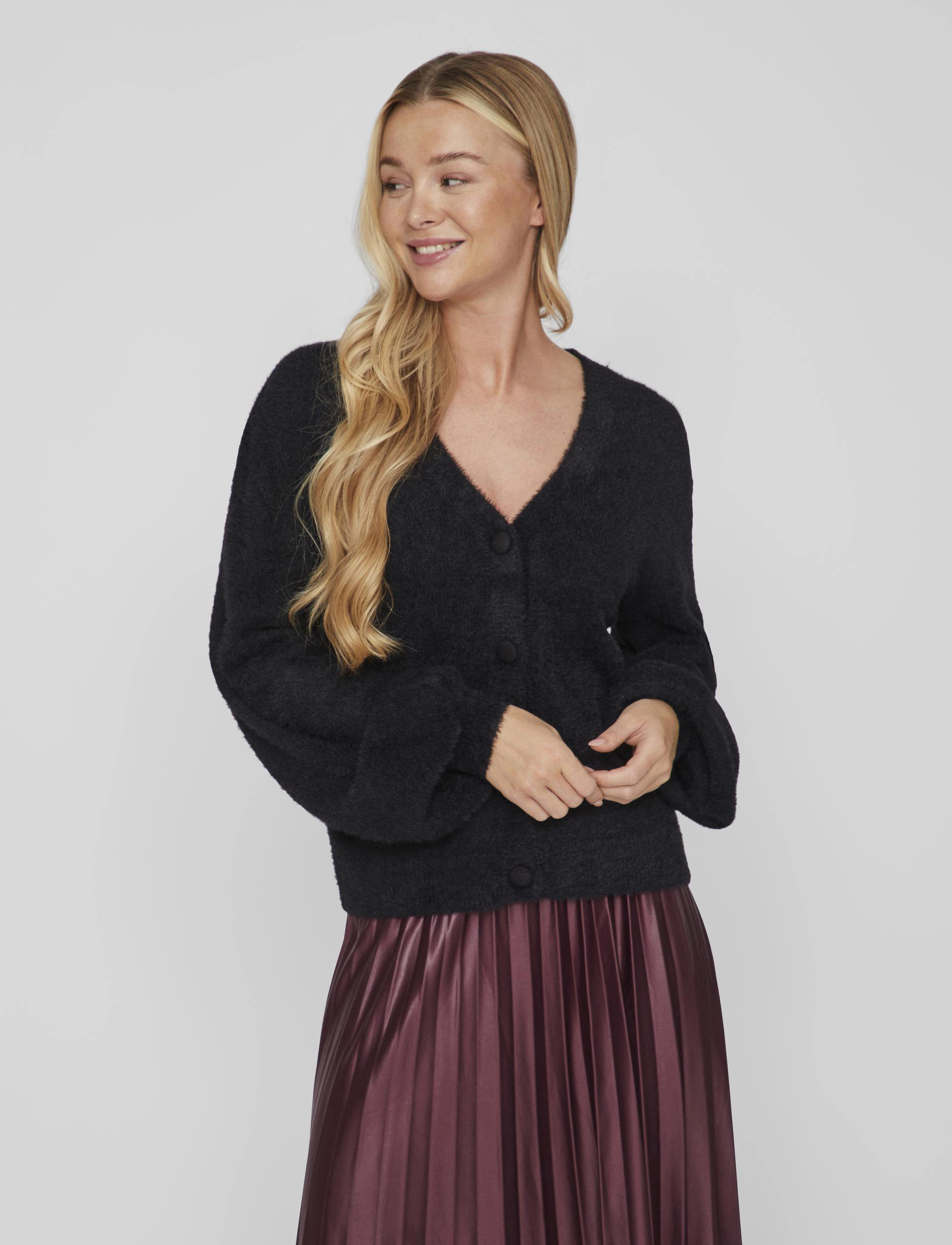 Vila - VILAJULI LS OVERSIZE REV KNIT CARDI-NOOS - black - 2