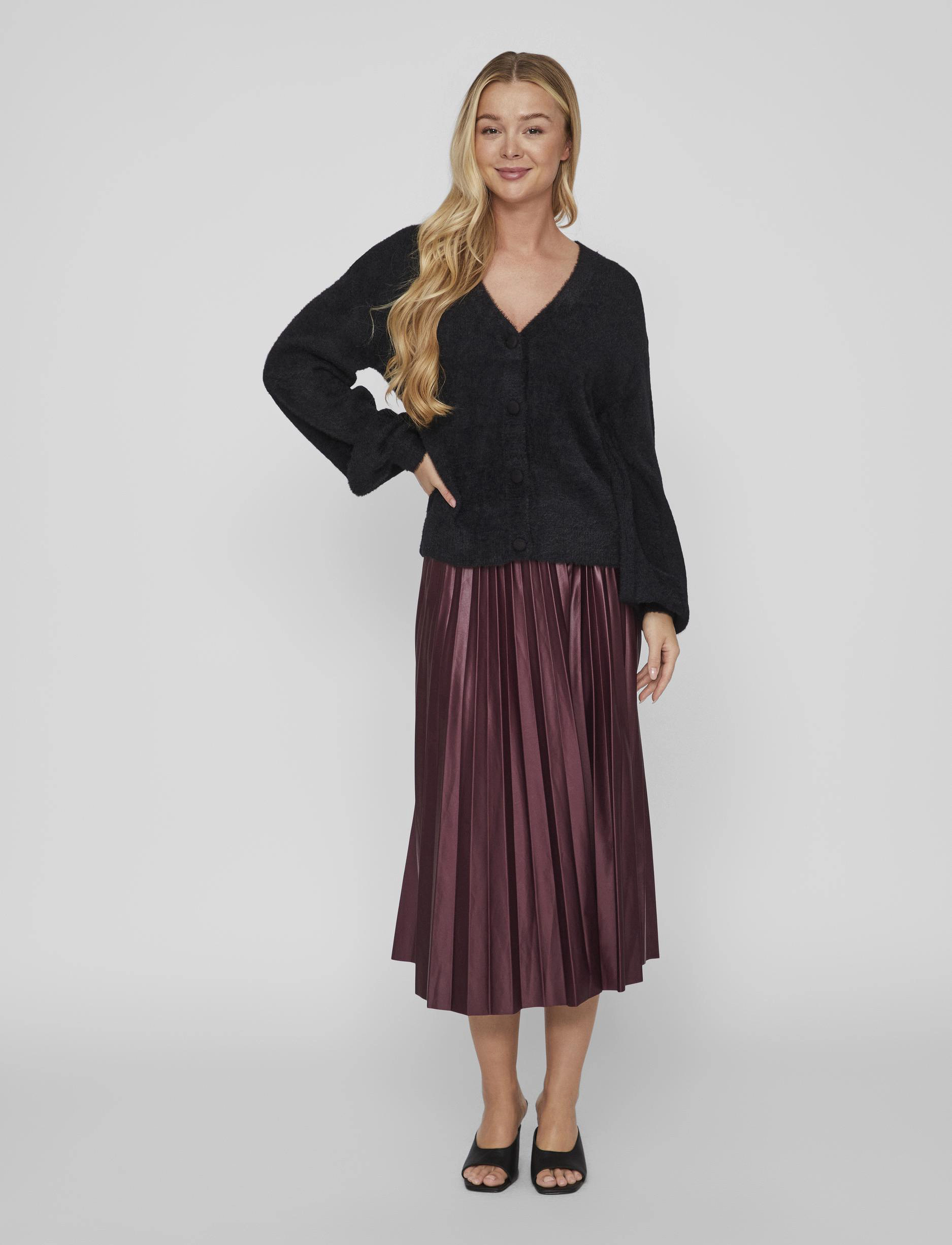 Vila - VILAJULI LS OVERSIZE REV KNIT CARDI-NOOS - black - 4