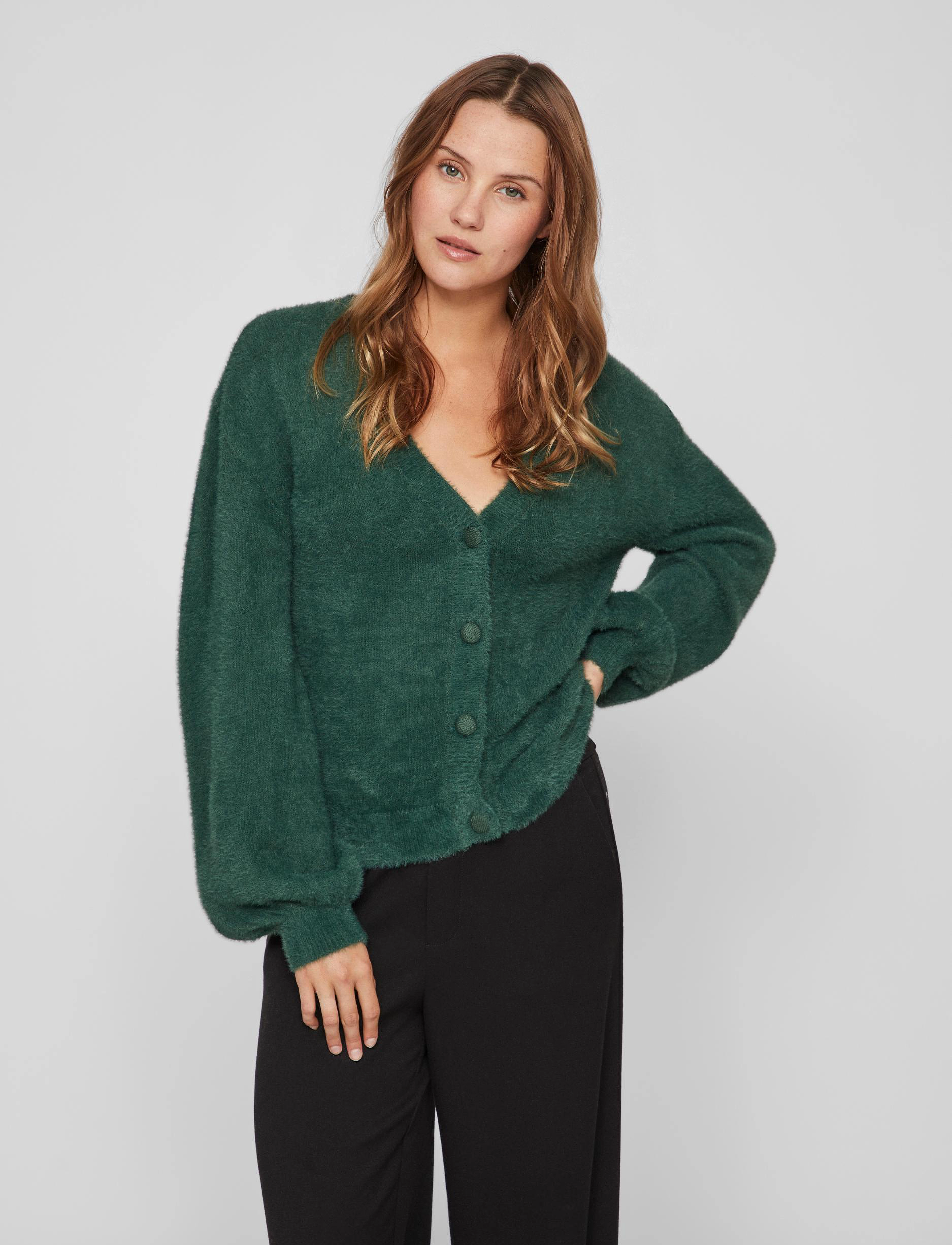 Vila - VILAJULI LS OVERSIZE REV KNIT CARDI-NOOS - pineneedle - 2