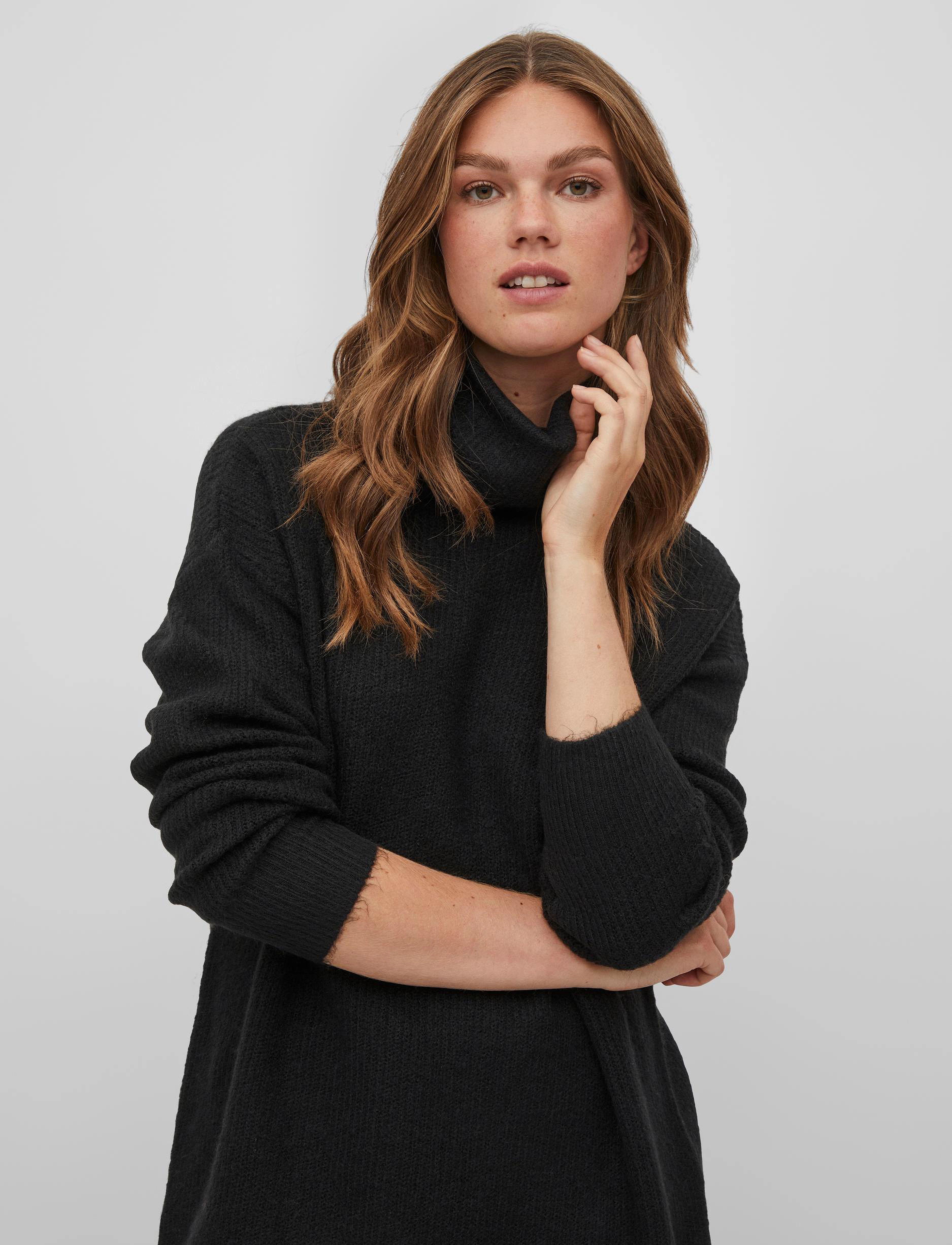 Vila - VICILIA ROLLNECK L/S KNIT TUNIC/SU- - black - 4