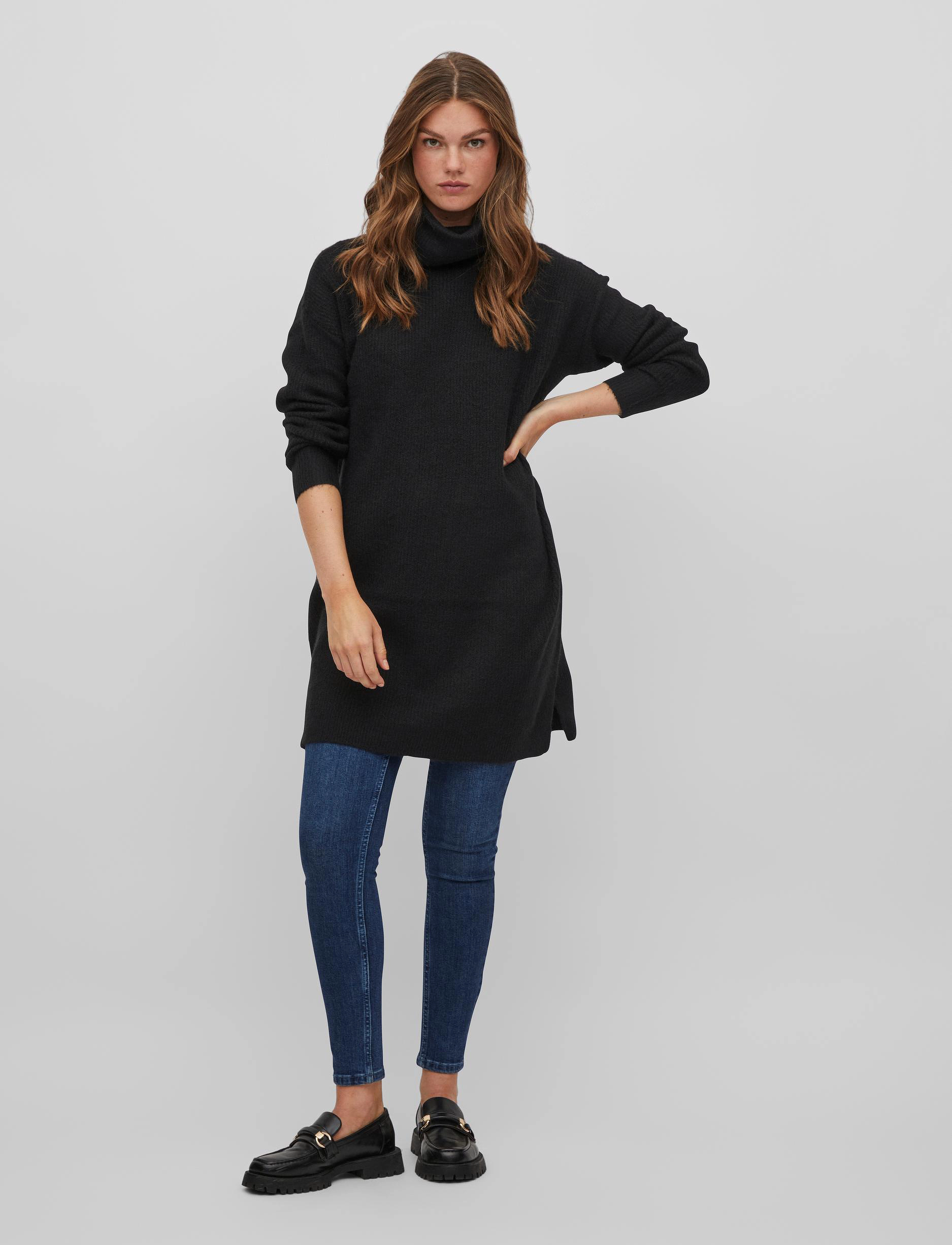 Vila - VICILIA ROLLNECK L/S KNIT TUNIC/SU- - black - 5
