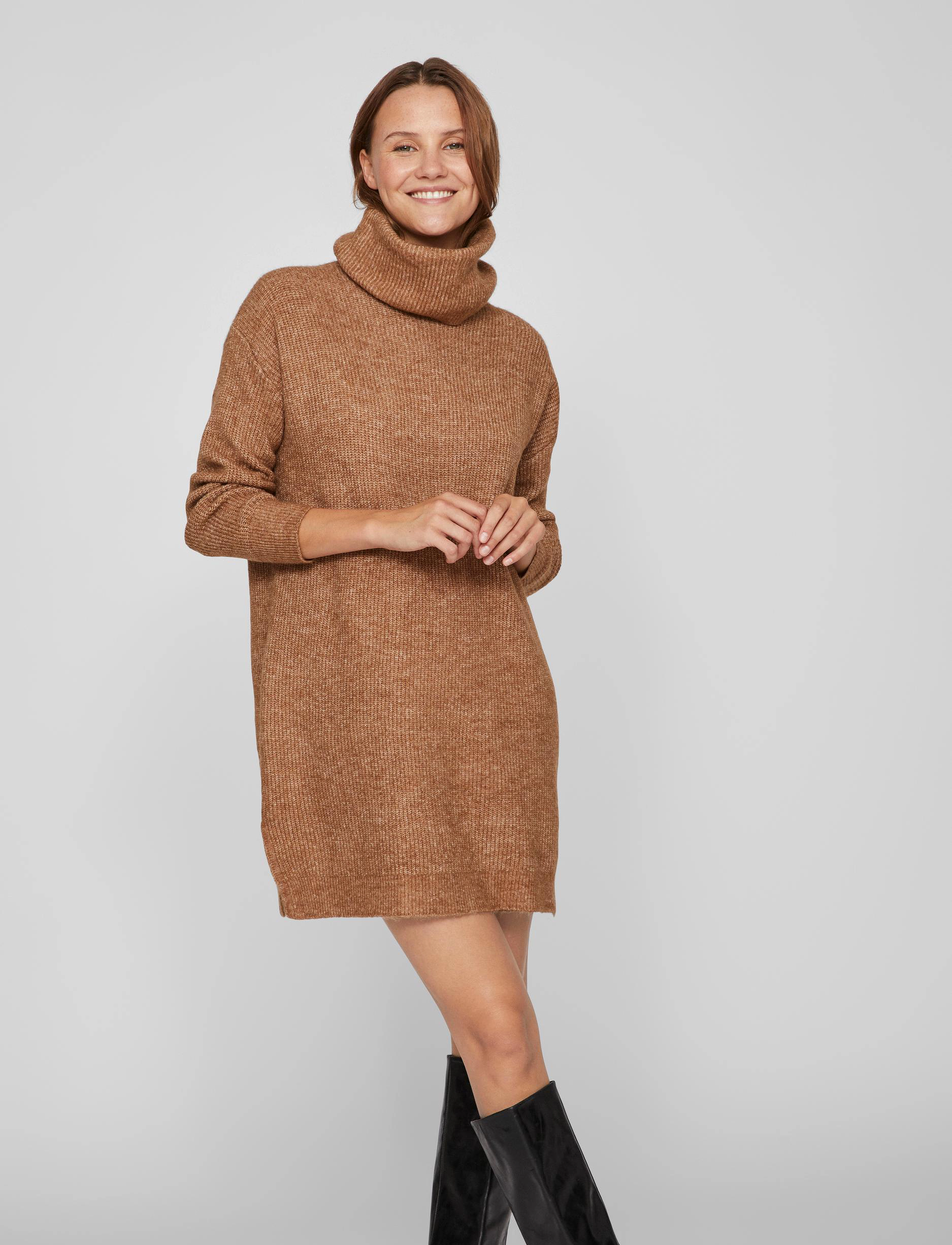 Vila - VICILIA ROLLNECK L/S KNIT TUNIC/SU- - toasted coconut - 2