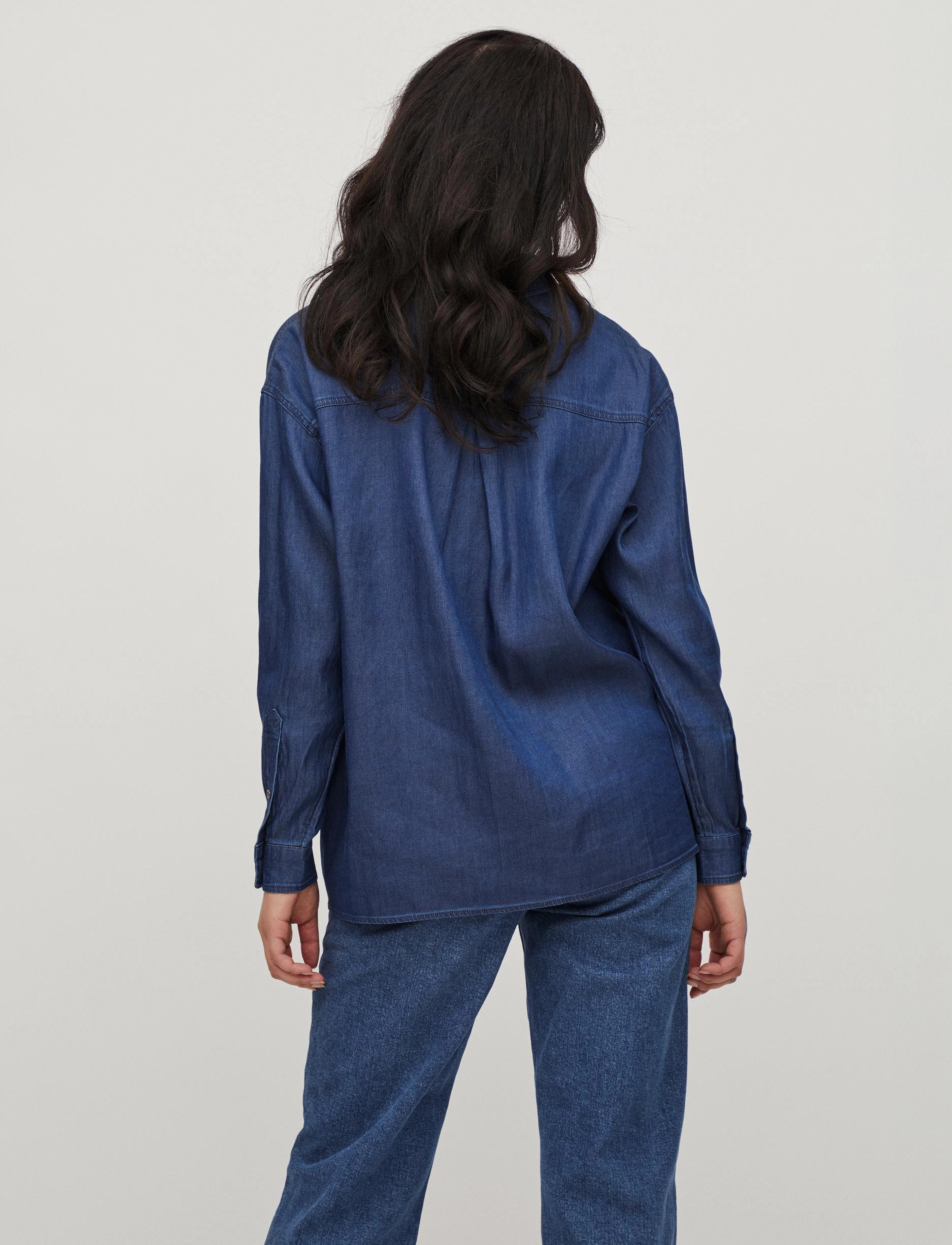 Vila - VIBISTA L/S OVERSIZE SHIRT/SU - NOOS - dark blue denim - 3