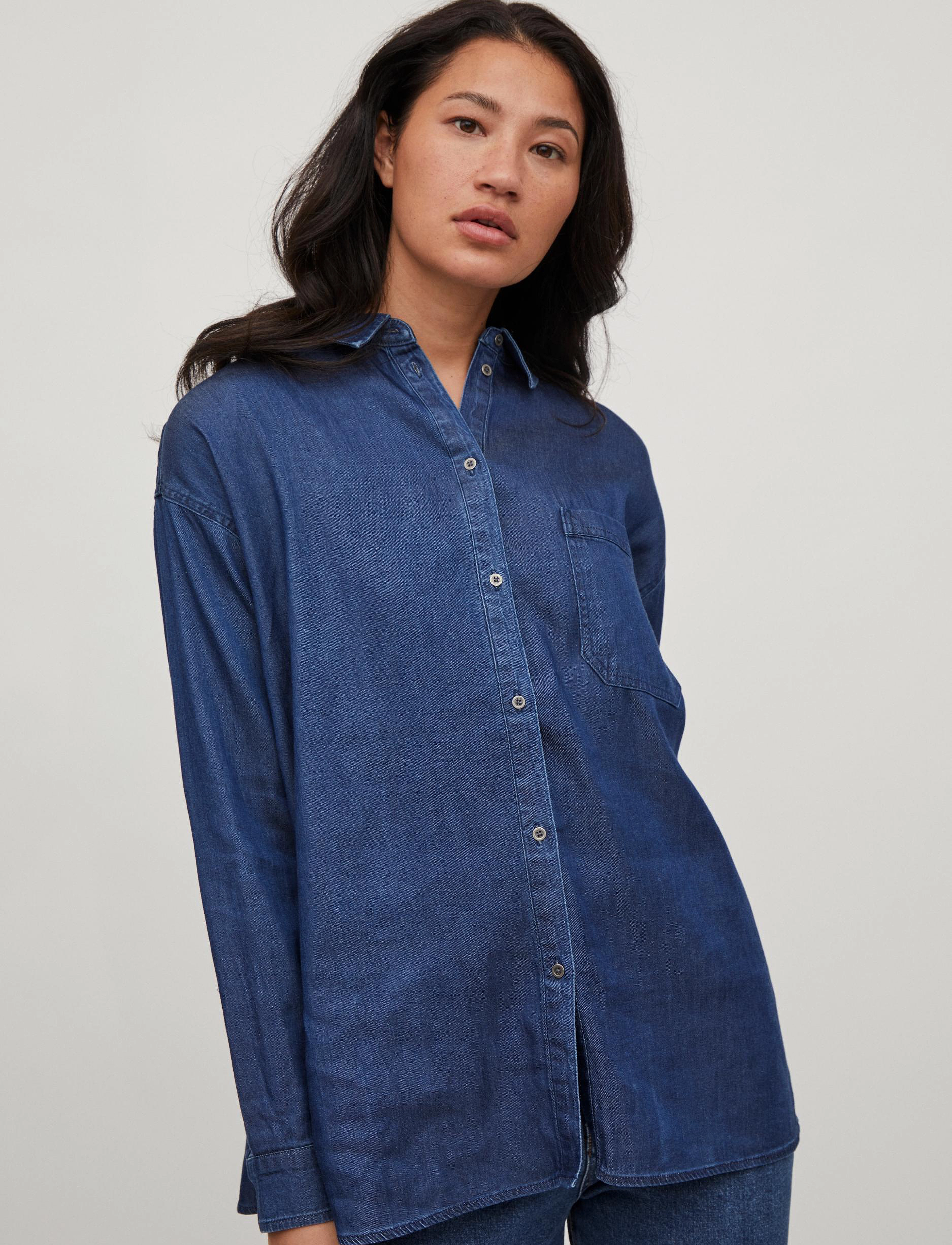 Vila - VIBISTA L/S OVERSIZE SHIRT/SU - NOOS - dark blue denim - 4