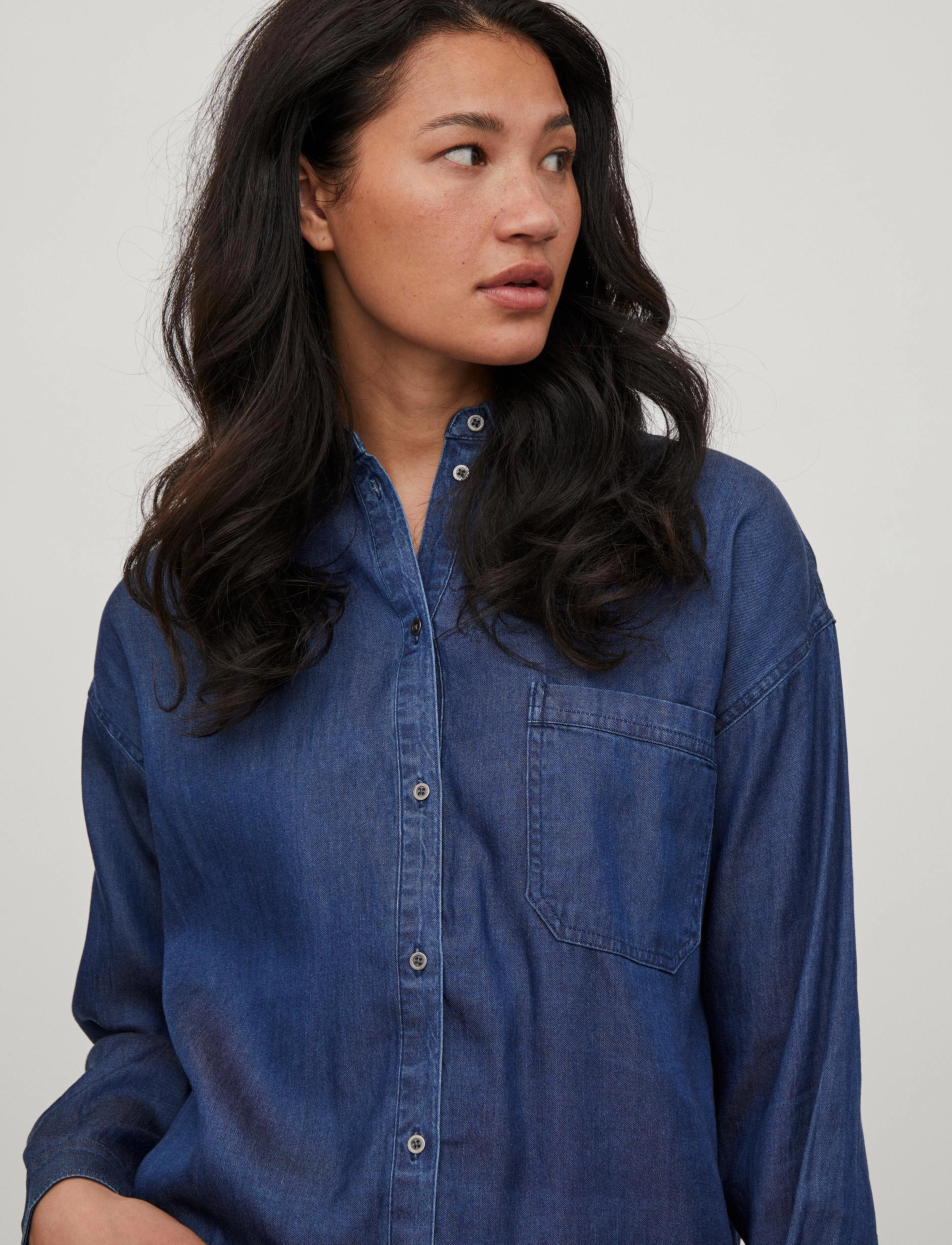 Vila - VIBISTA L/S OVERSIZE SHIRT/SU - NOOS - dark blue denim - 5
