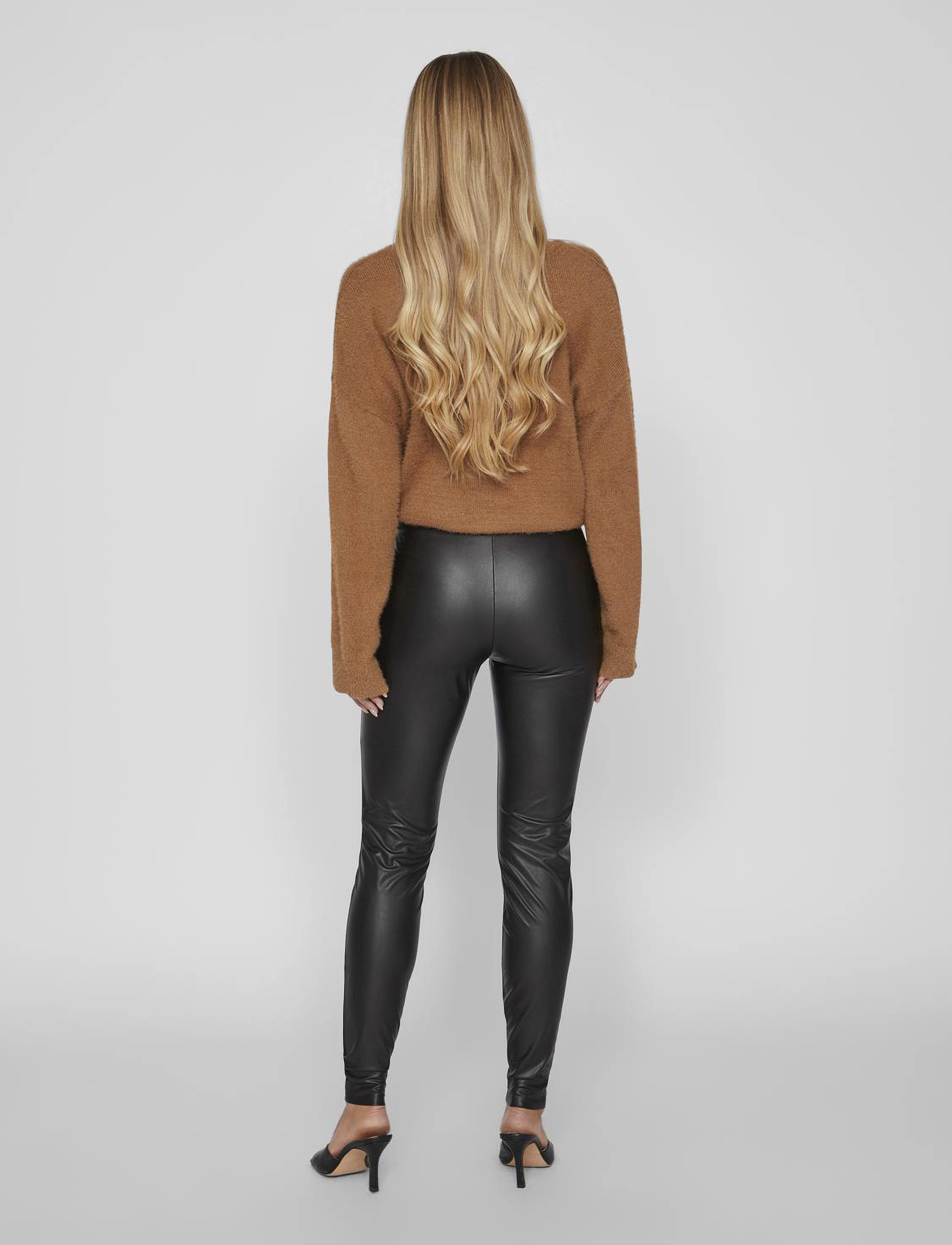 Vila - VIBARB COATED HW LEGGING - - lederhosen - black - 3