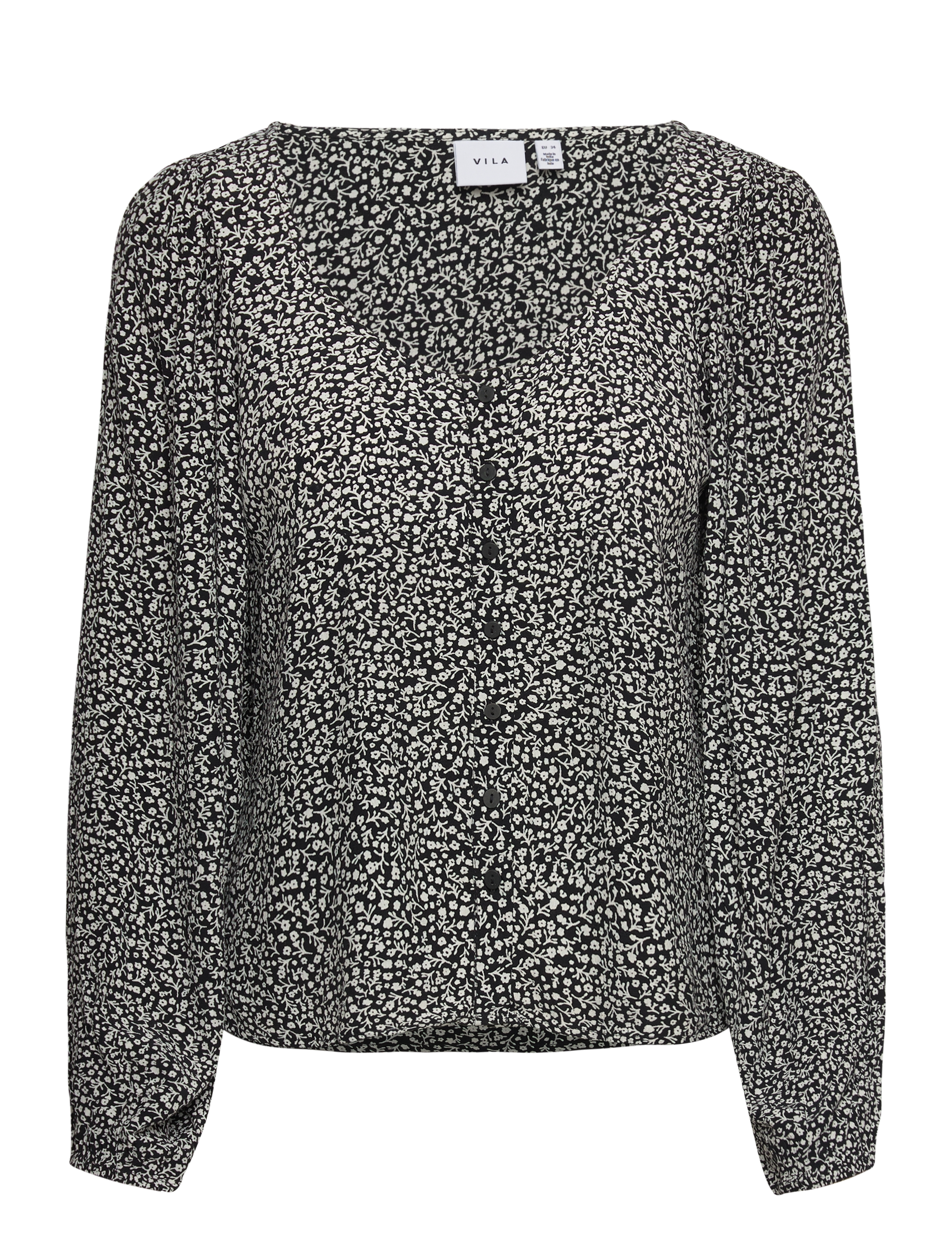VILA Vifini V-Ausschnitt L/S Oberteil/Su - Noos Schwarz - 34 - Damen