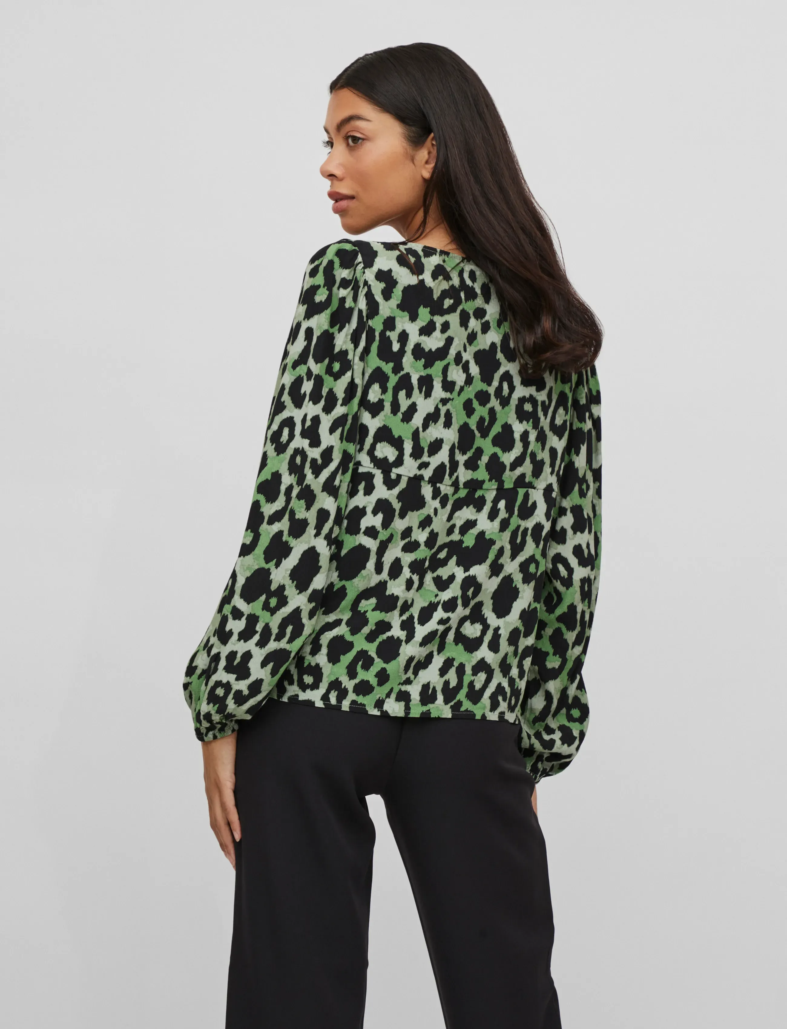 Vila - VIFINI V-NECK L/S TOP/SU - NOOS - langærmede bluser - mineral green - 3