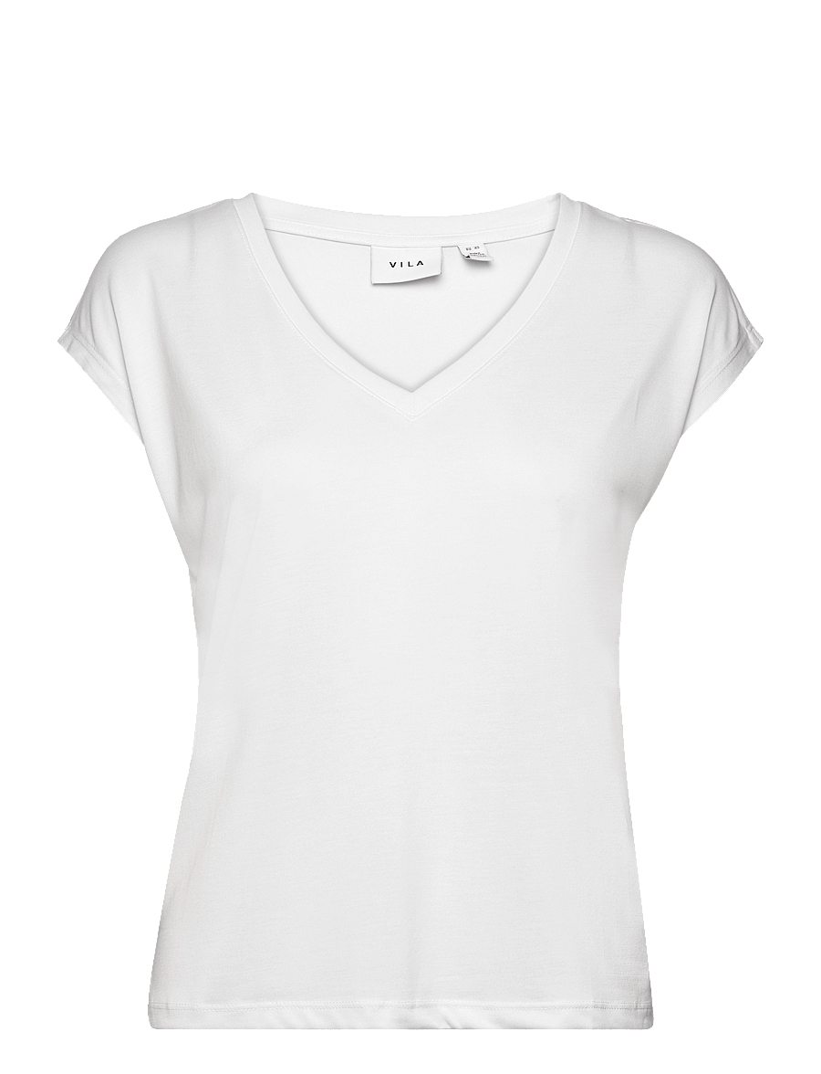 Vila - VIMODALA V-NECK S/S TOP - NOOS - t-shirts - optical snow - 1