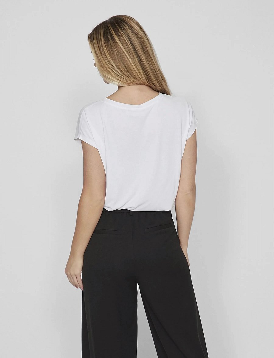 Vila - VIMODALA V-NECK S/S TOP - NOOS - t-shirts - optical snow - 3