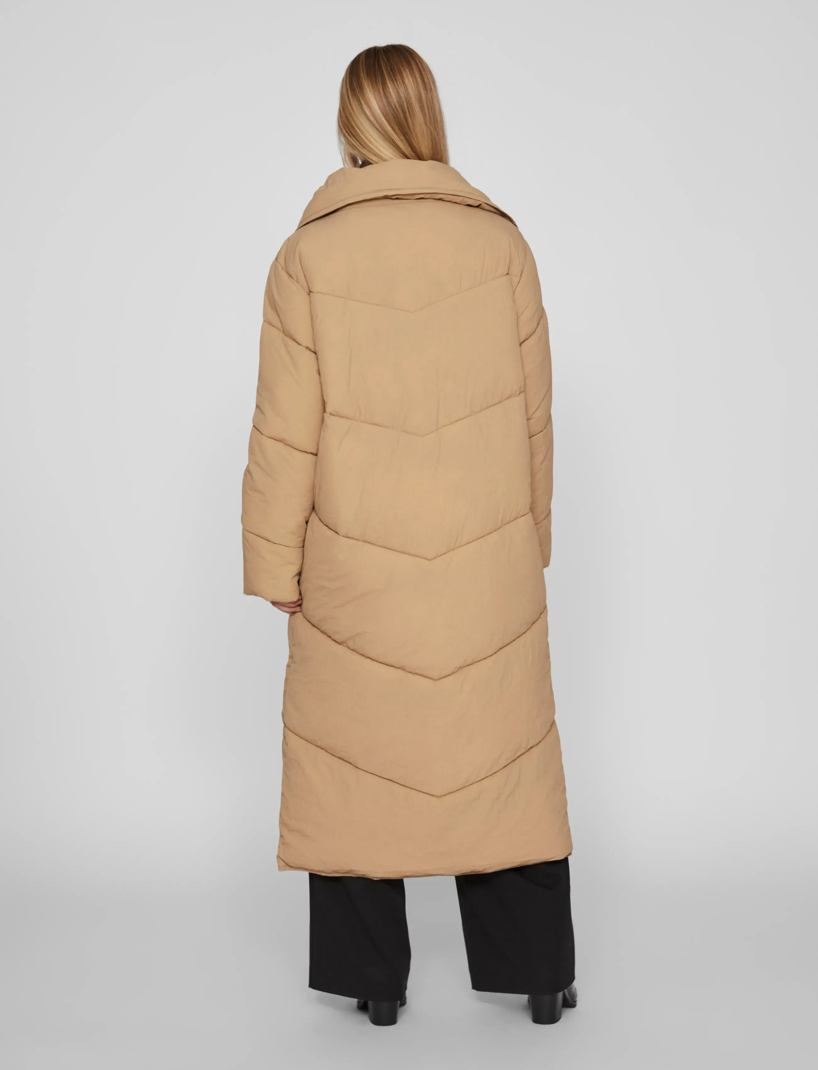 Vila - VILOUISA L/S NEW PADDED LONG COAT/PB - dun- & vadderade jackor - sesame - 4