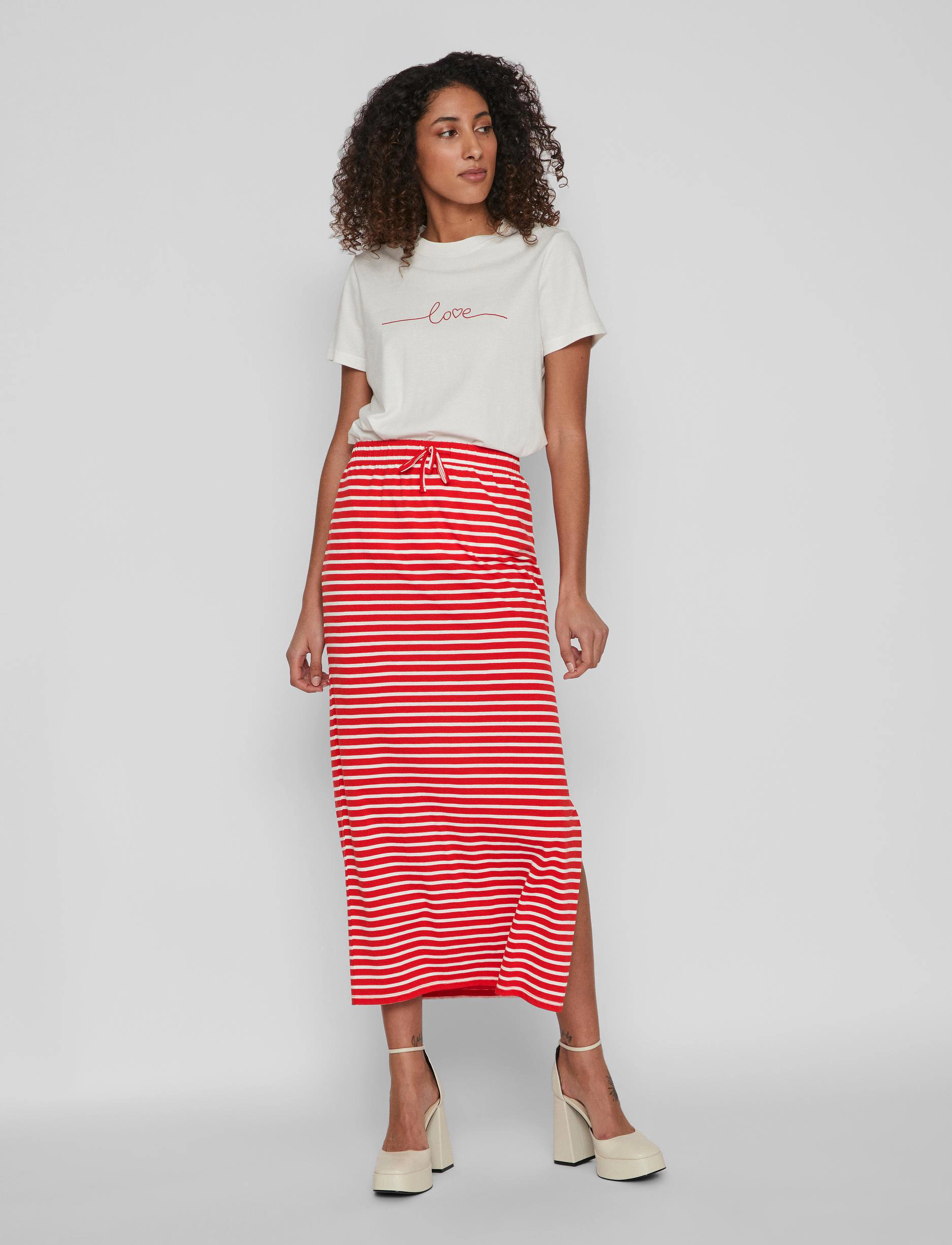 Vila - VIDARLING HW MAXI SKIRT - NOOS - flame scarlet - 5