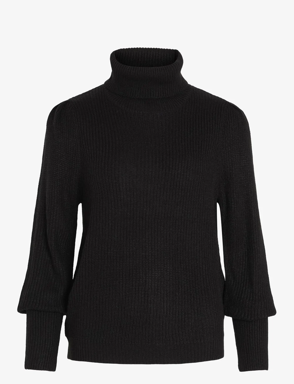 Vila - VILOU NEW ROLLNECK L/S KNIT TOP/VOL - polotröjor - black - 1