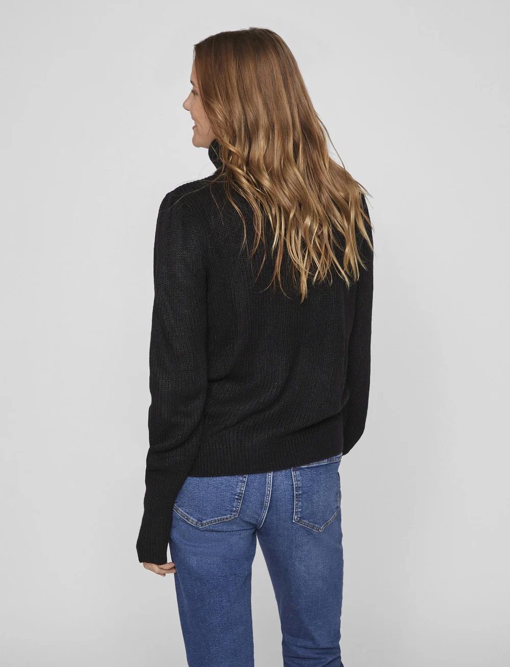 Vila - VILOU NEW ROLLNECK L/S KNIT TOP/VOL - polotröjor - black - 3
