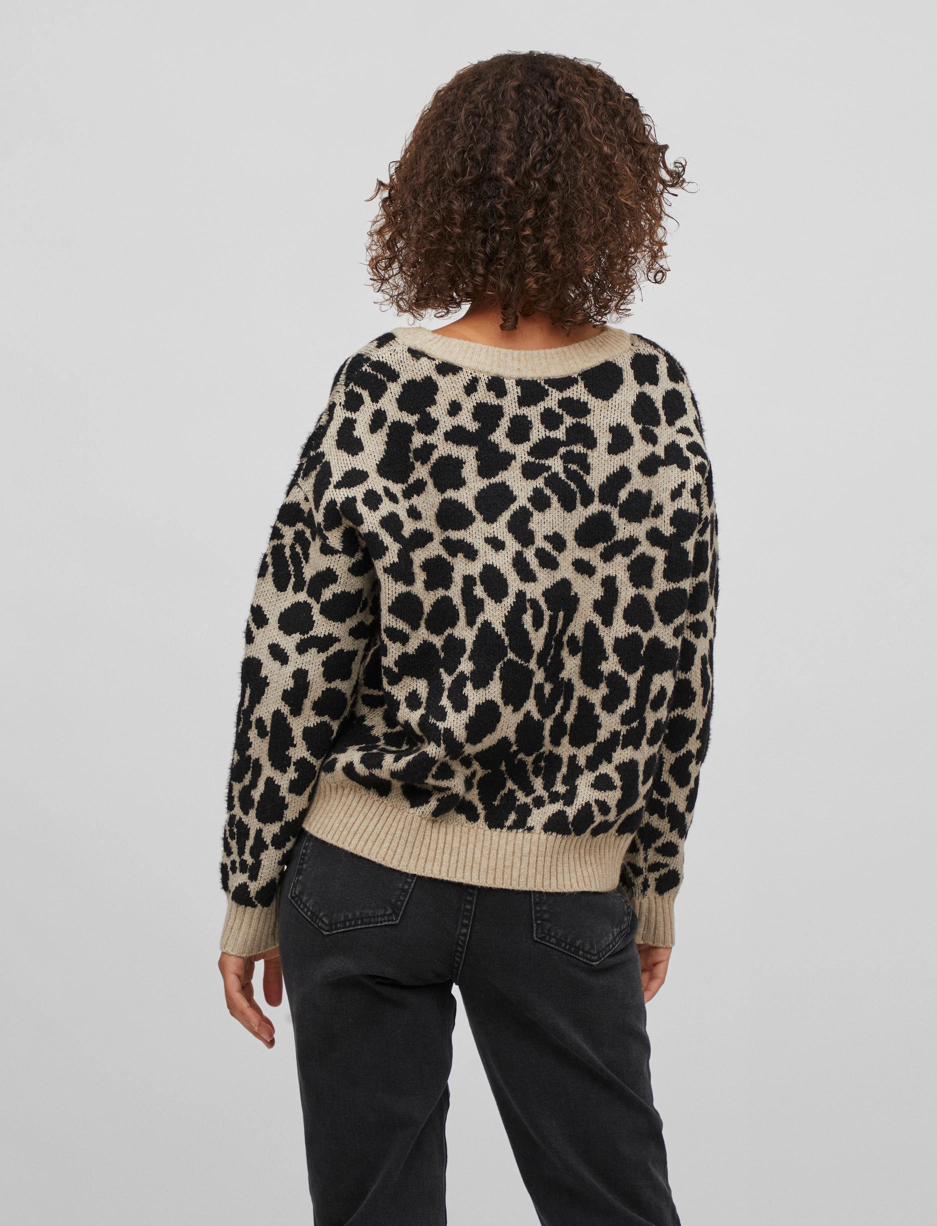 Vila - VIRIL FEAMI MIX O-NECK L/S KNIT TOP- - natural melange - 3