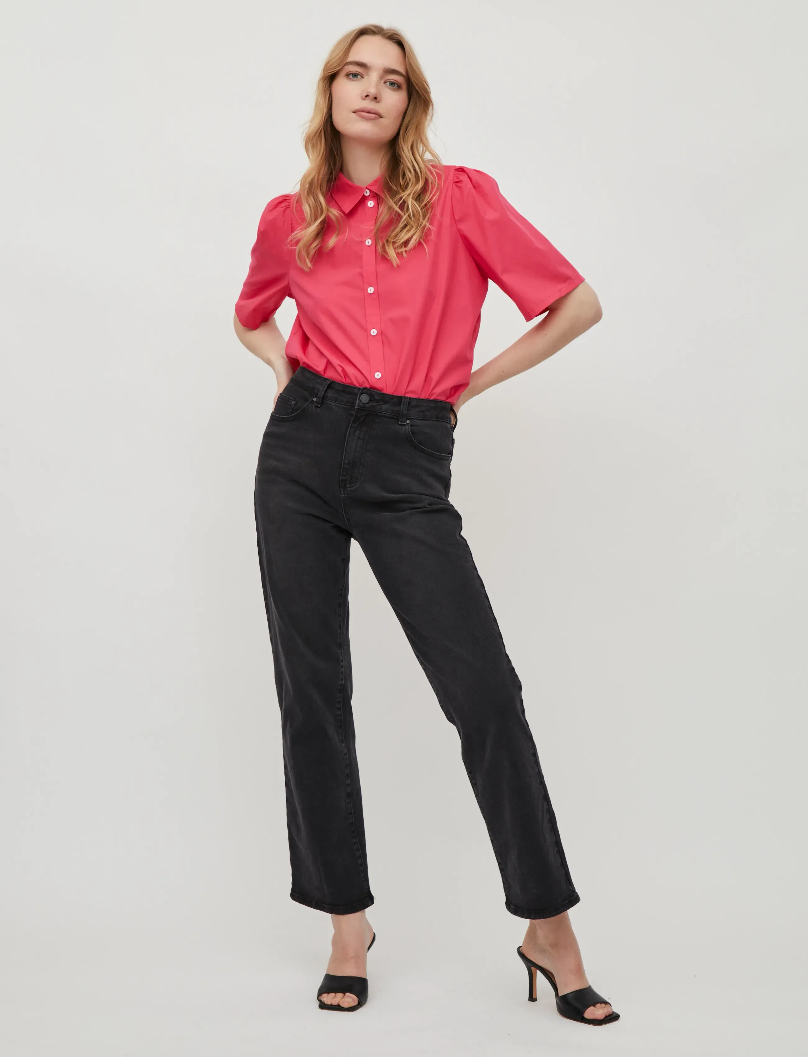 Vila - VIGRATE S/S SHIRT - kortermede skjorter - fandango pink - 4