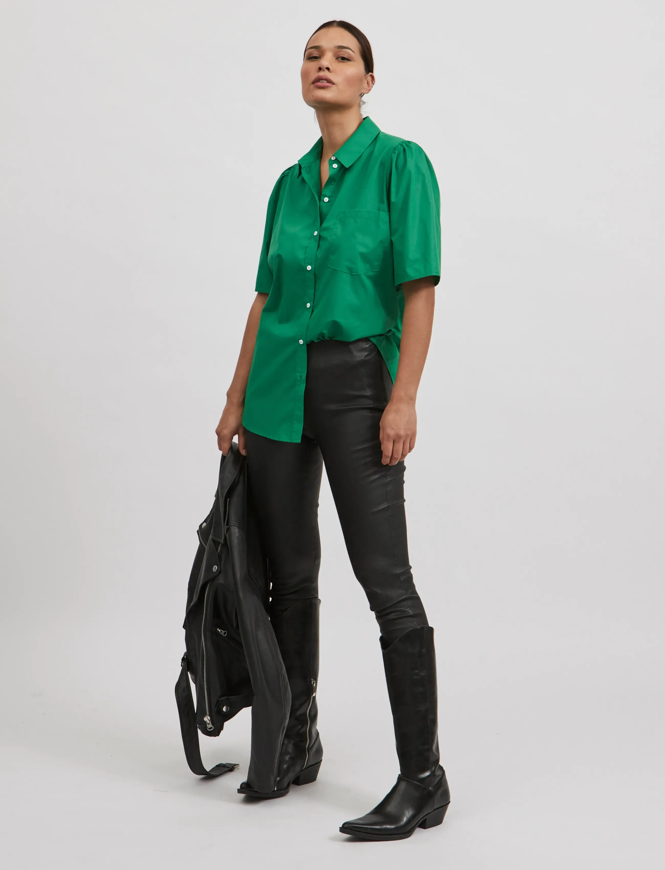 Vila - VIGRATE S/S SHIRT - kortærmede skjorter - kelly green - 4
