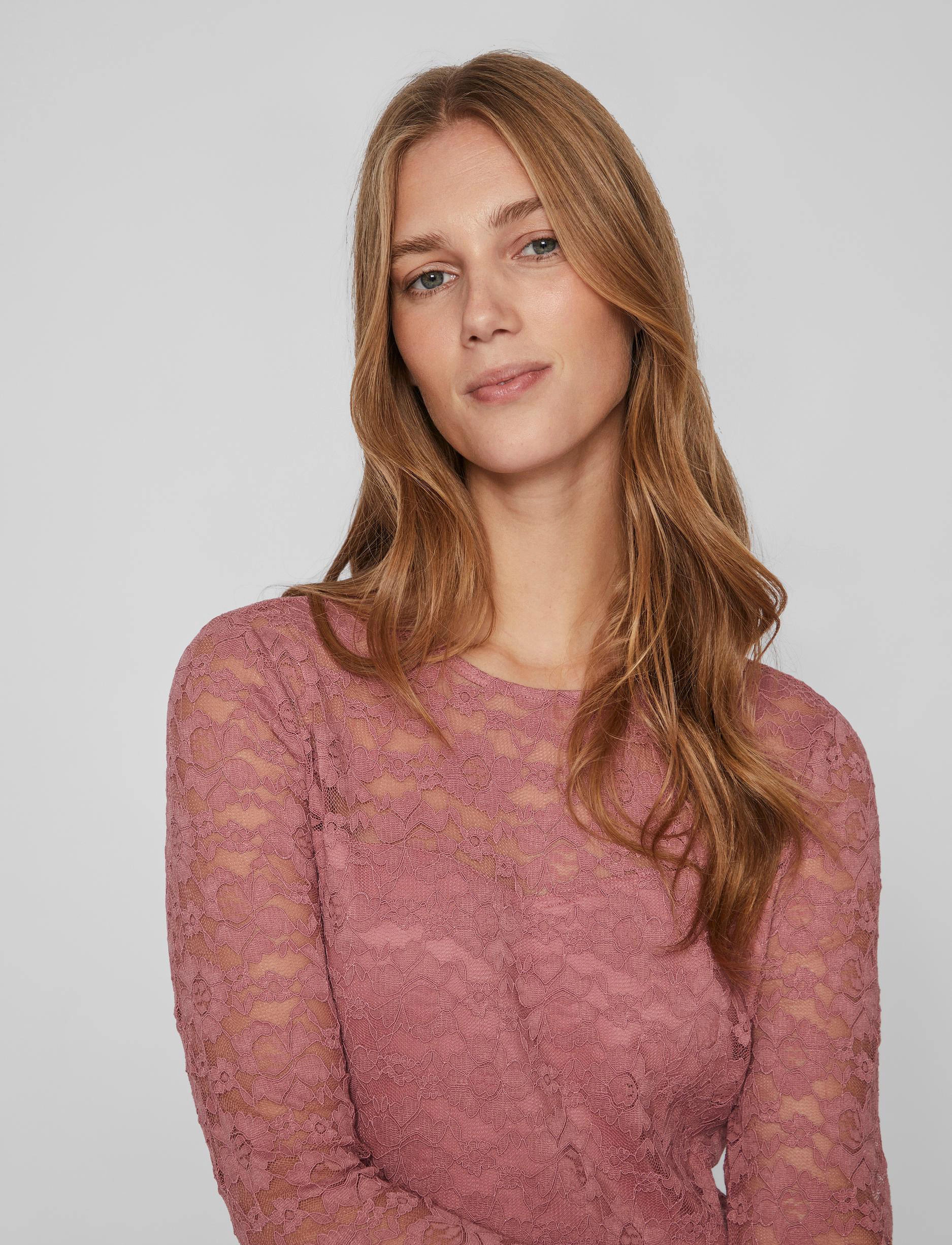Vila - VIKALILA L/S LACE DRESS - NOOS - laveste priser - mesa rose - 4