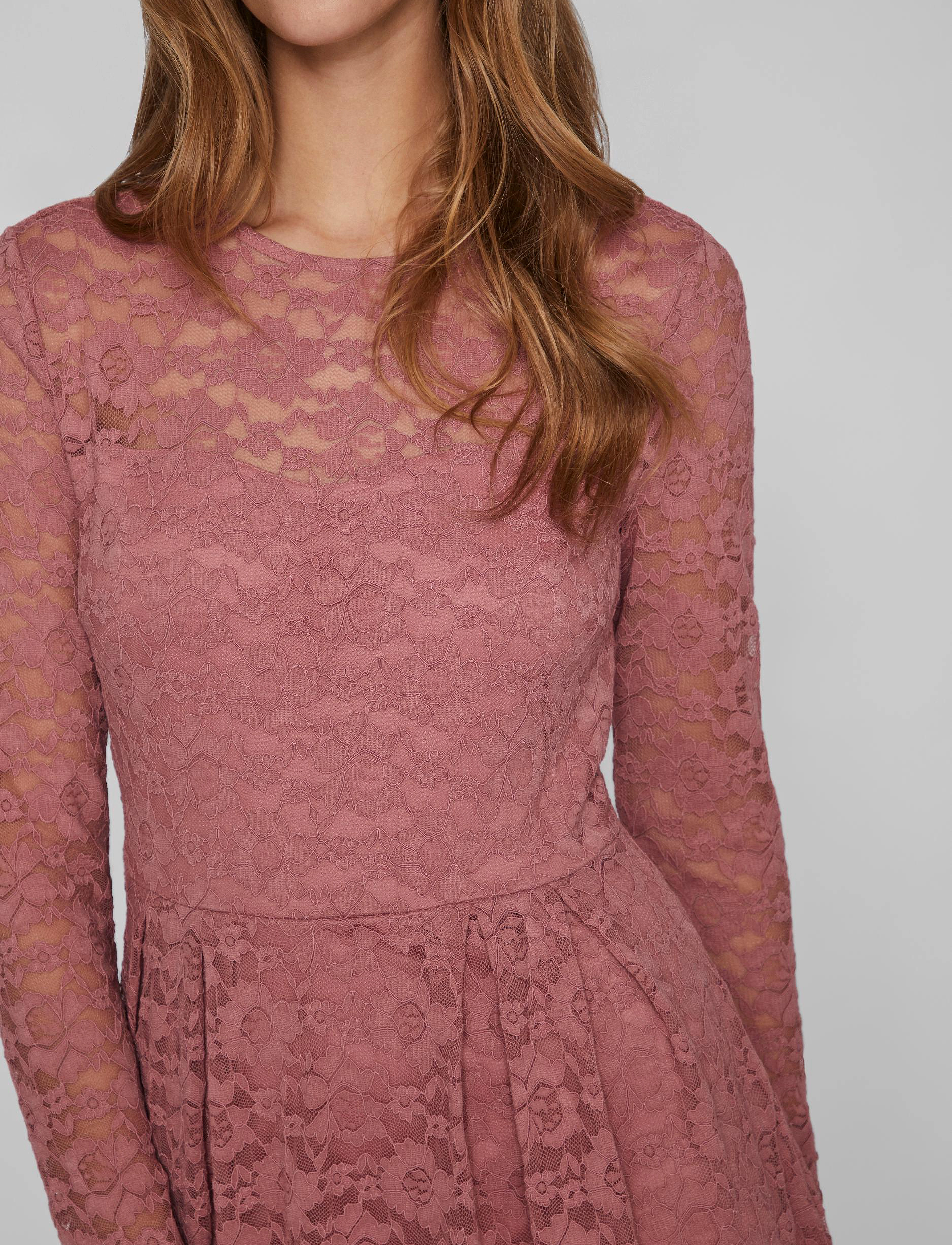 Vila - VIKALILA L/S LACE DRESS - NOOS - laveste priser - mesa rose - 5