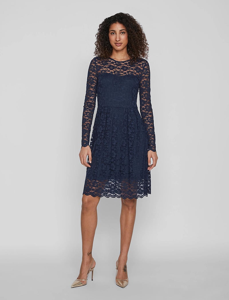 Vila - VIKALILA L/S LACE DRESS - NOOS - blondekjoler - navy blazer - 4