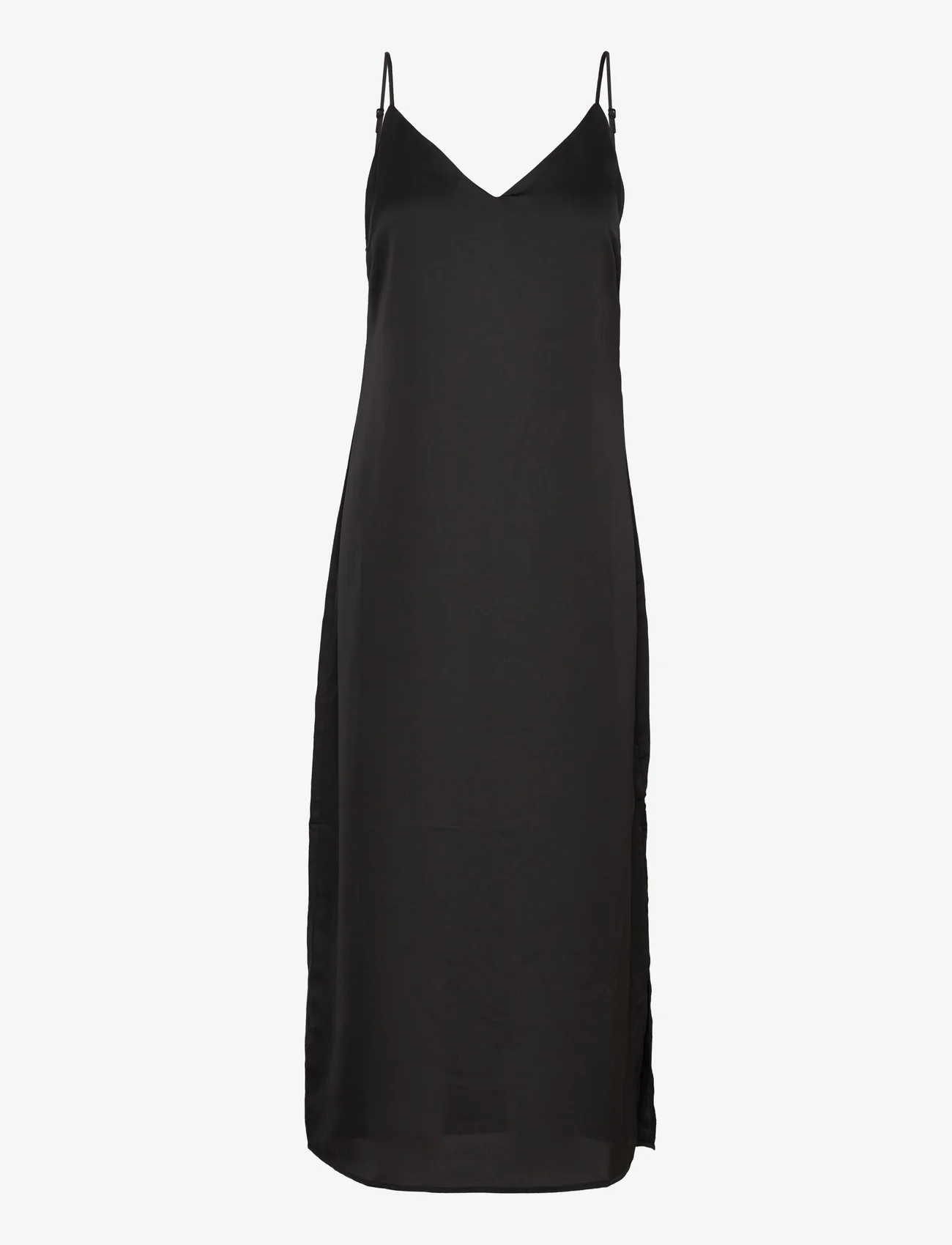 Vila - VIELLETTE SINGLET SATIN DRESS/SU - NOOS - midi jurken - black - 0