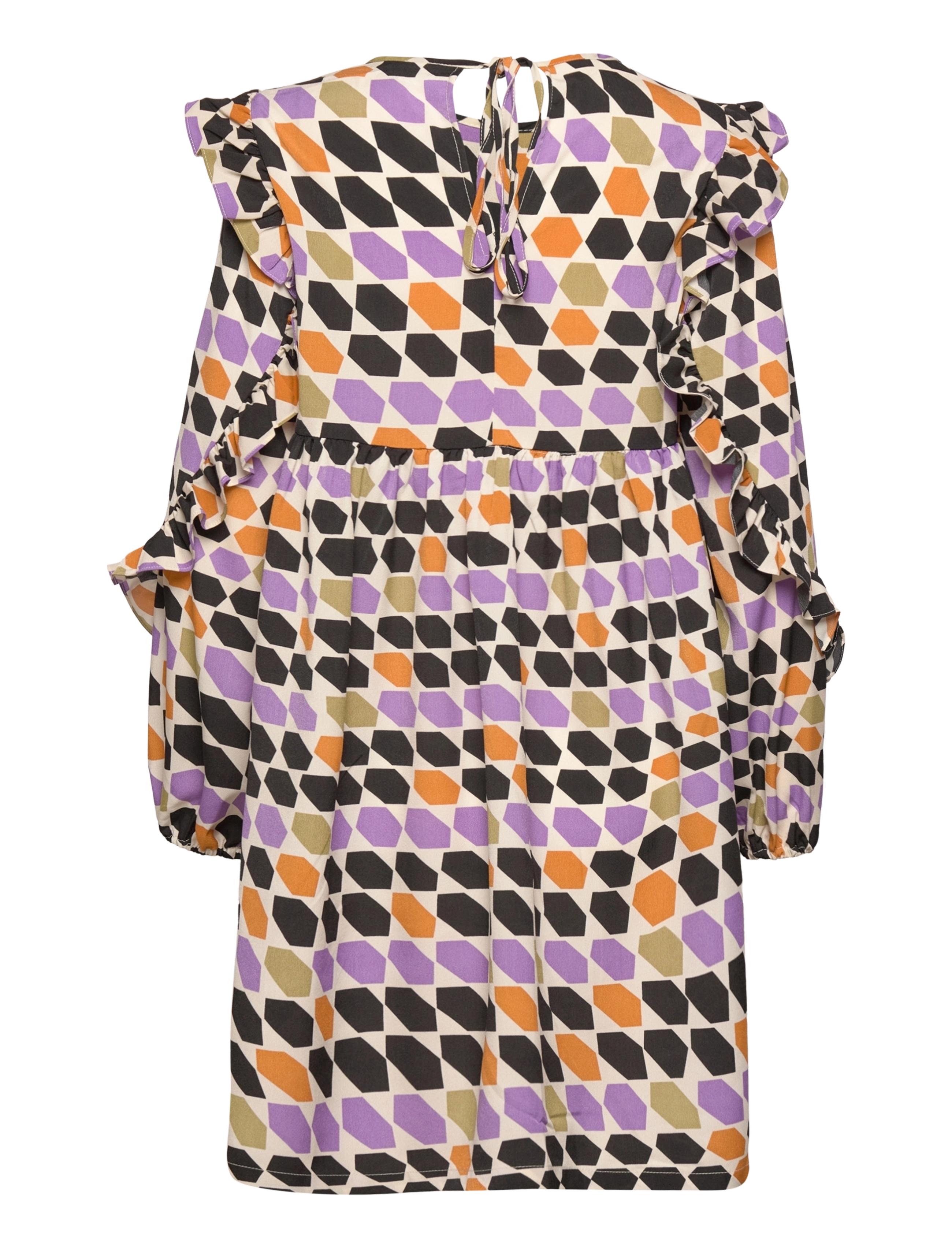 Vila - VIFISKER L/S FRILL DRESS /RX - kurze kleider - cloud dancer - 2