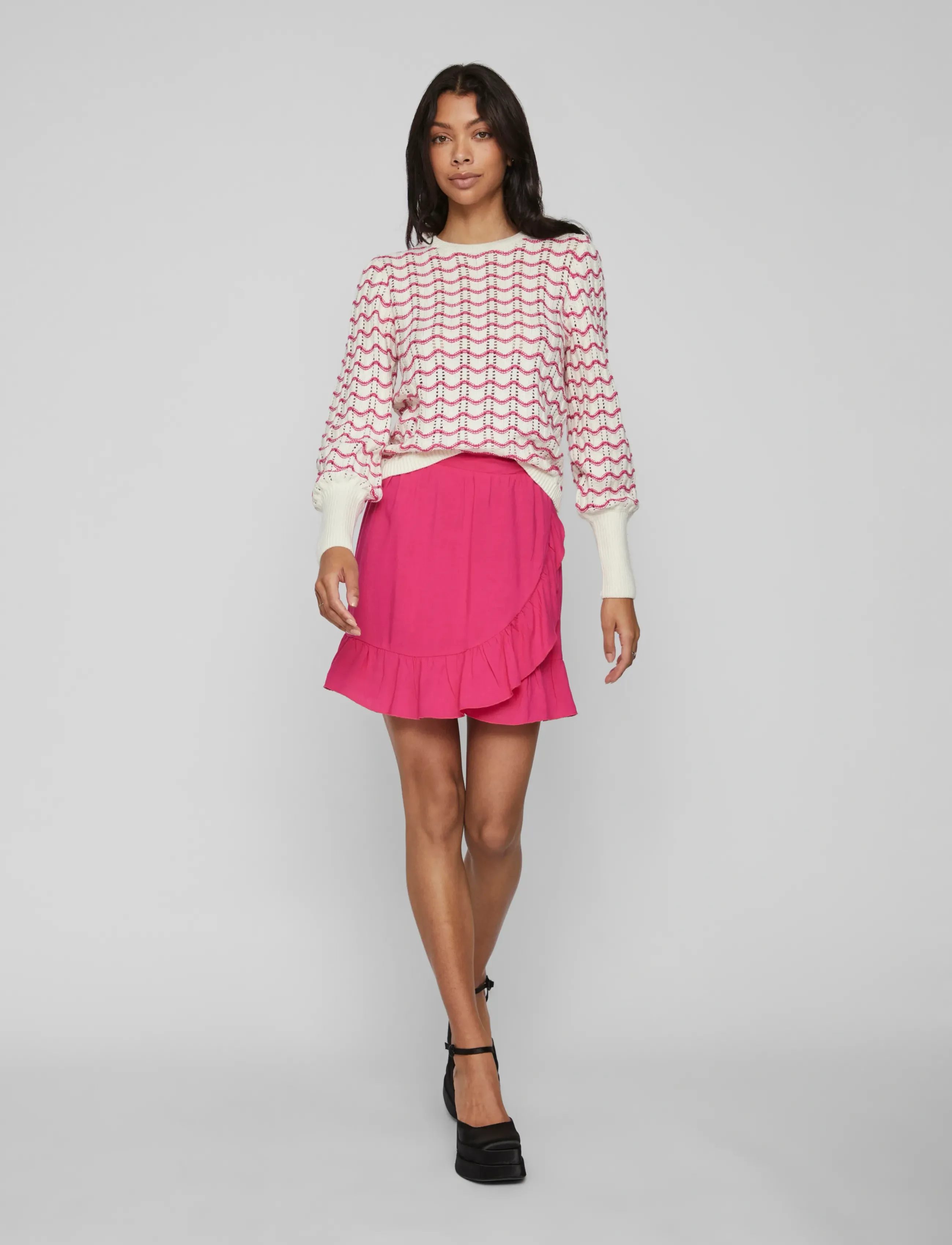 Vila - VIPAYA WRAP HW SHORT SKIRT/SU - NOOS - kurze röcke - pink yarrow - 4