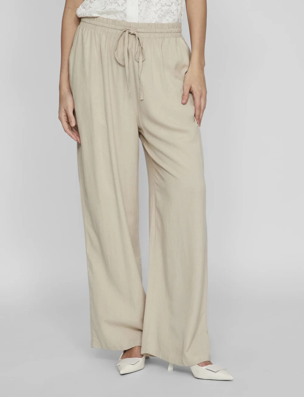 Vila - VIPRICIL RW PANT - NOOS - hosen mit weitem bein - feather gray - 0