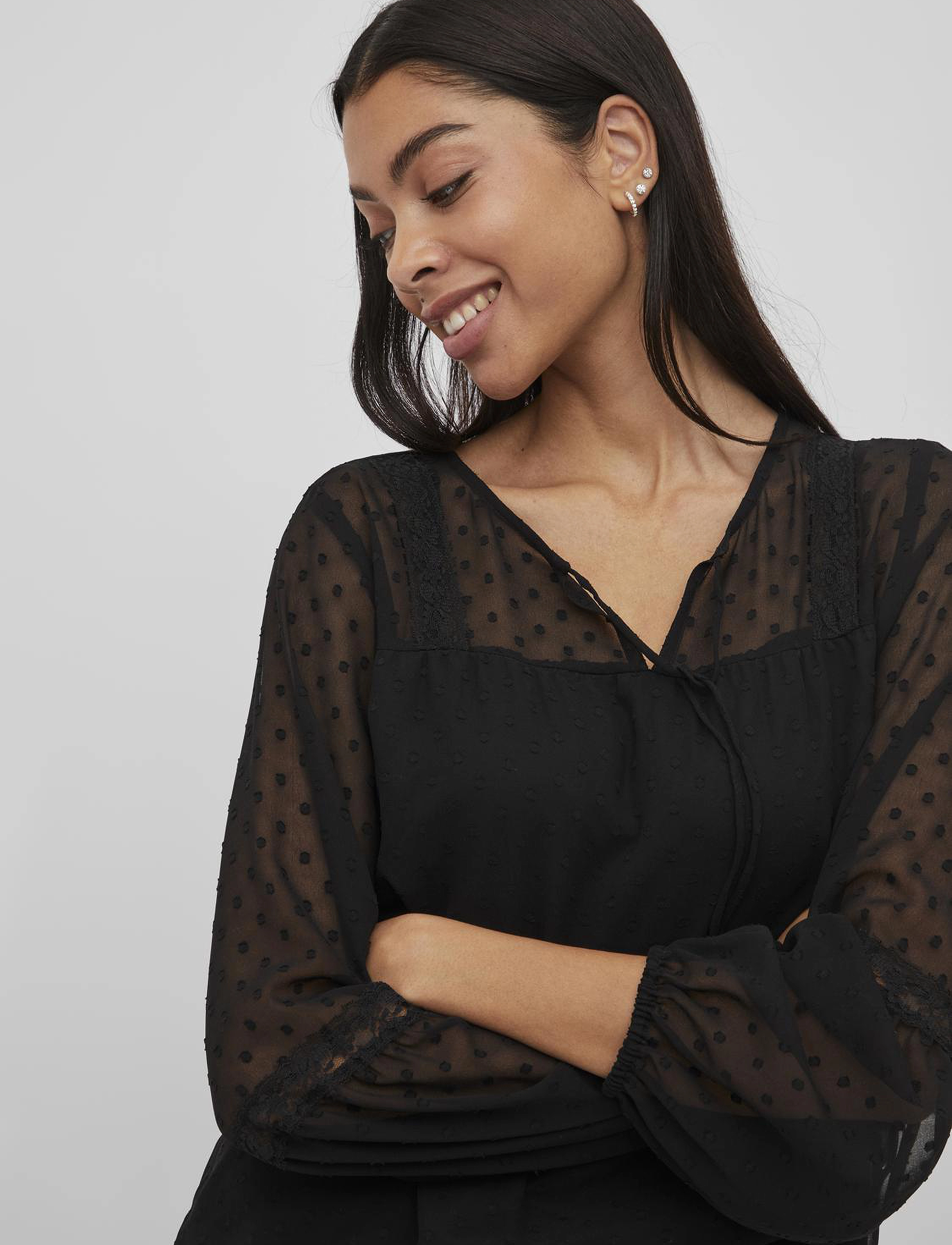 Vila - VIEDEE L/S TOP - NOOS - bluzki z długimi rękawami - black - 4