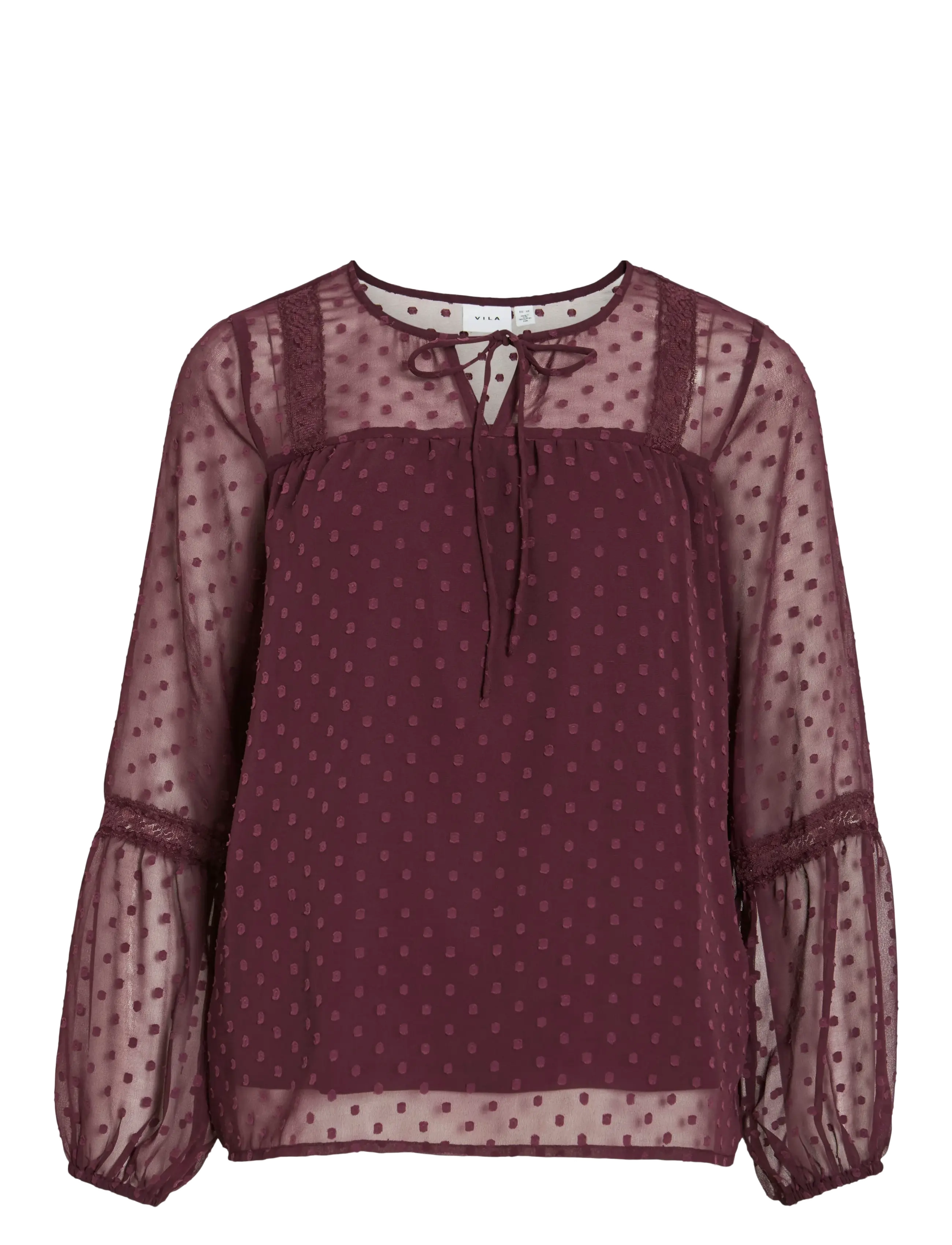 VILA Viedee L/S Oberteil - Noos Rot - 34 - Damen
