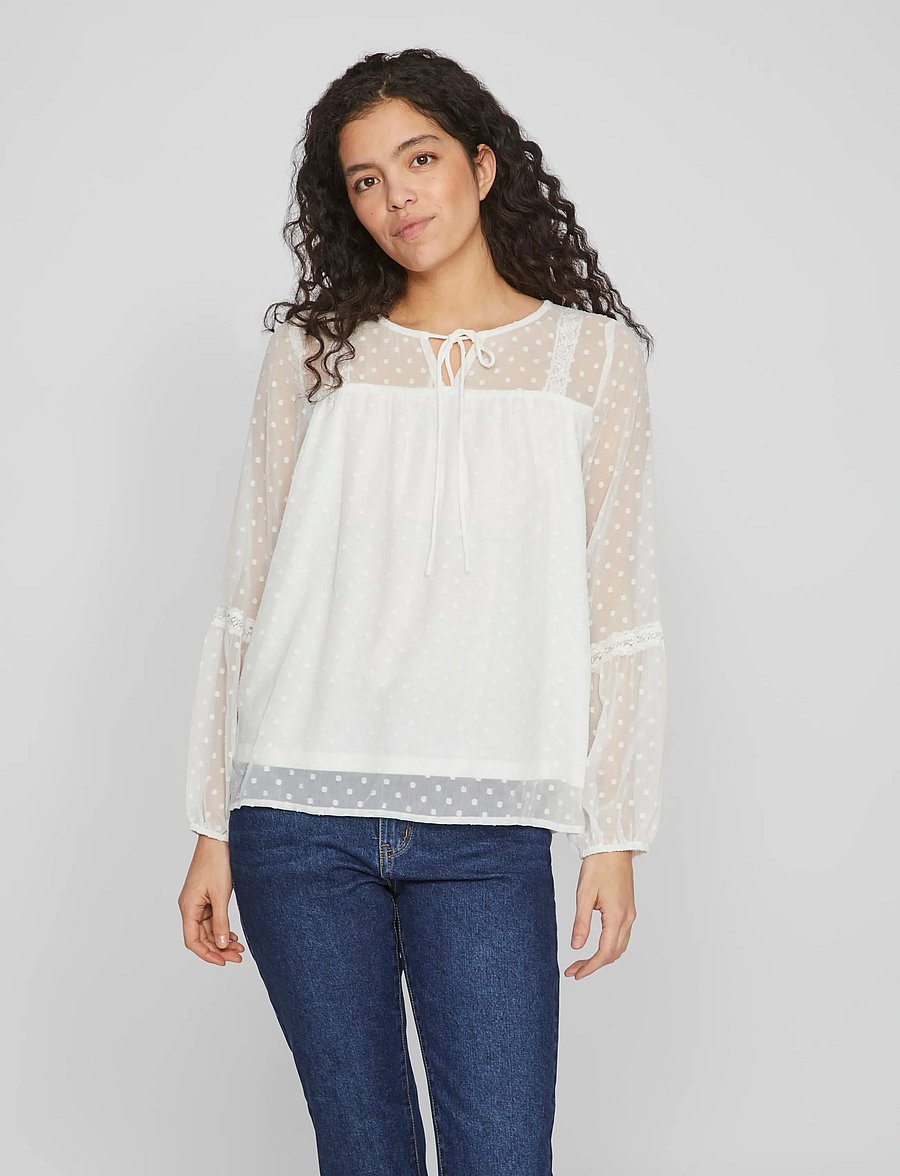 Vila - VIEDEE L/S TOP - NOOS - pikkade varrukatega pluusid - snow white - 0