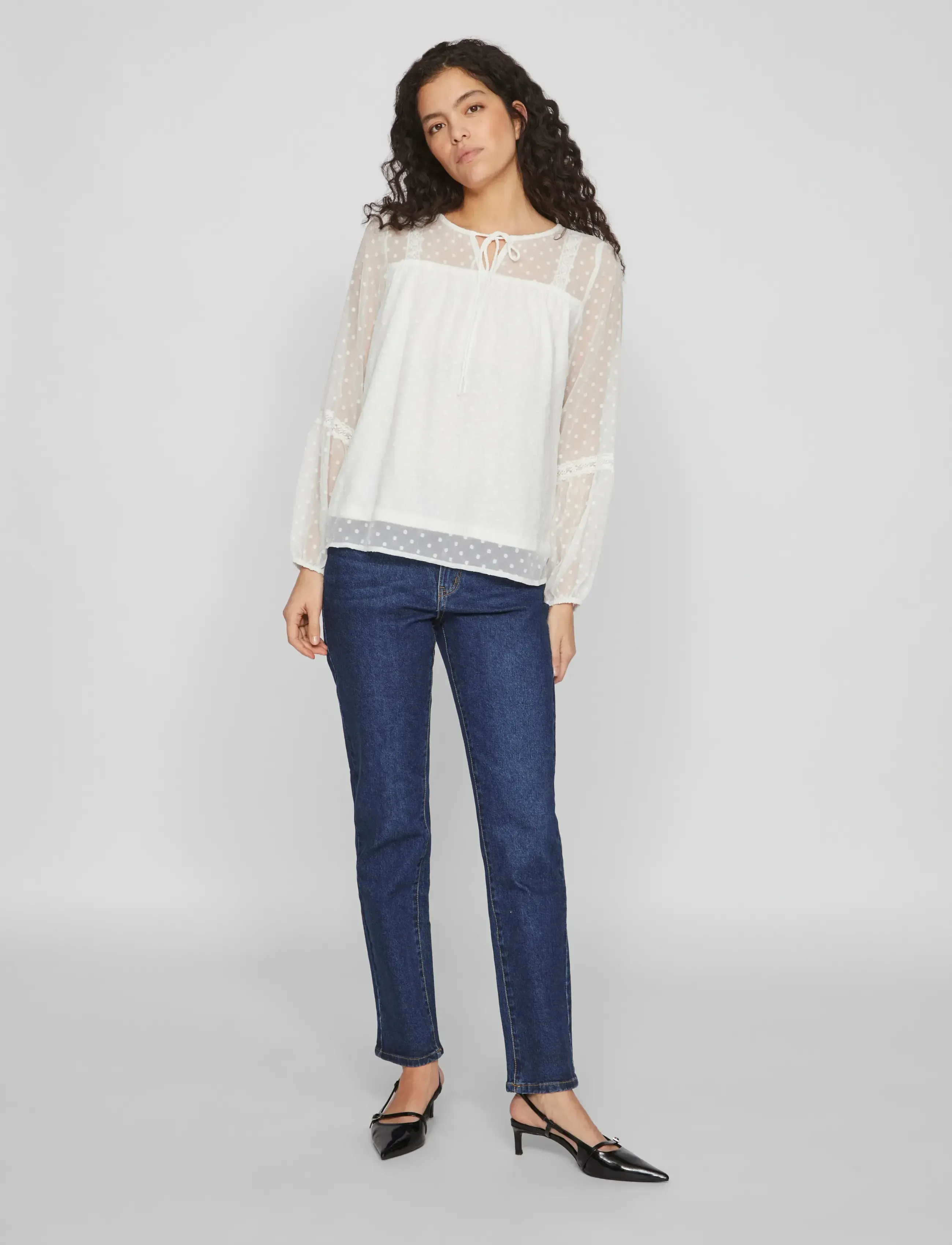 Vila - VIEDEE L/S TOP - NOOS - långärmade blusar - snow white - 4