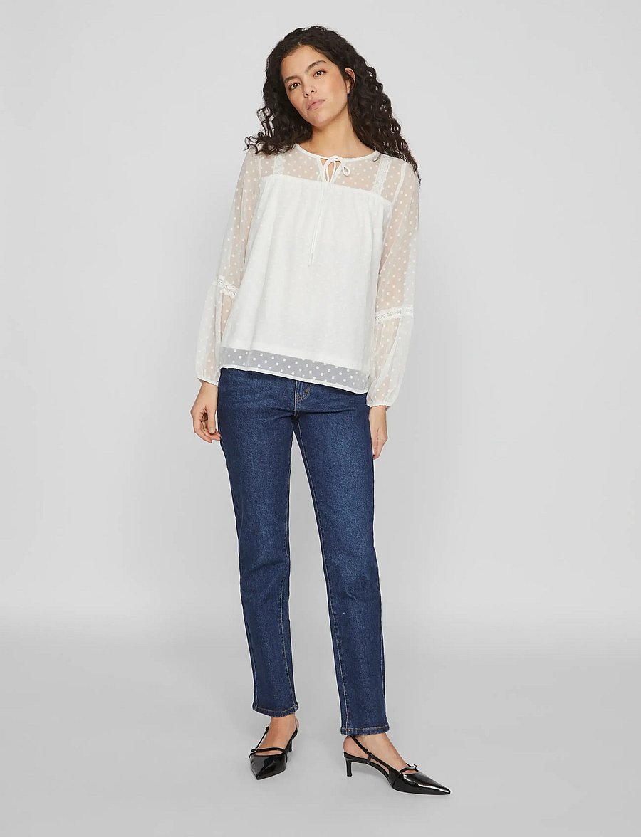 Vila - VIEDEE L/S TOP - NOOS - pikkade varrukatega pluusid - snow white - 4