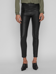 Vila - VICOMMIT NEW COATED RWSK LEGGING-NOOS - leather trousers - black - 0