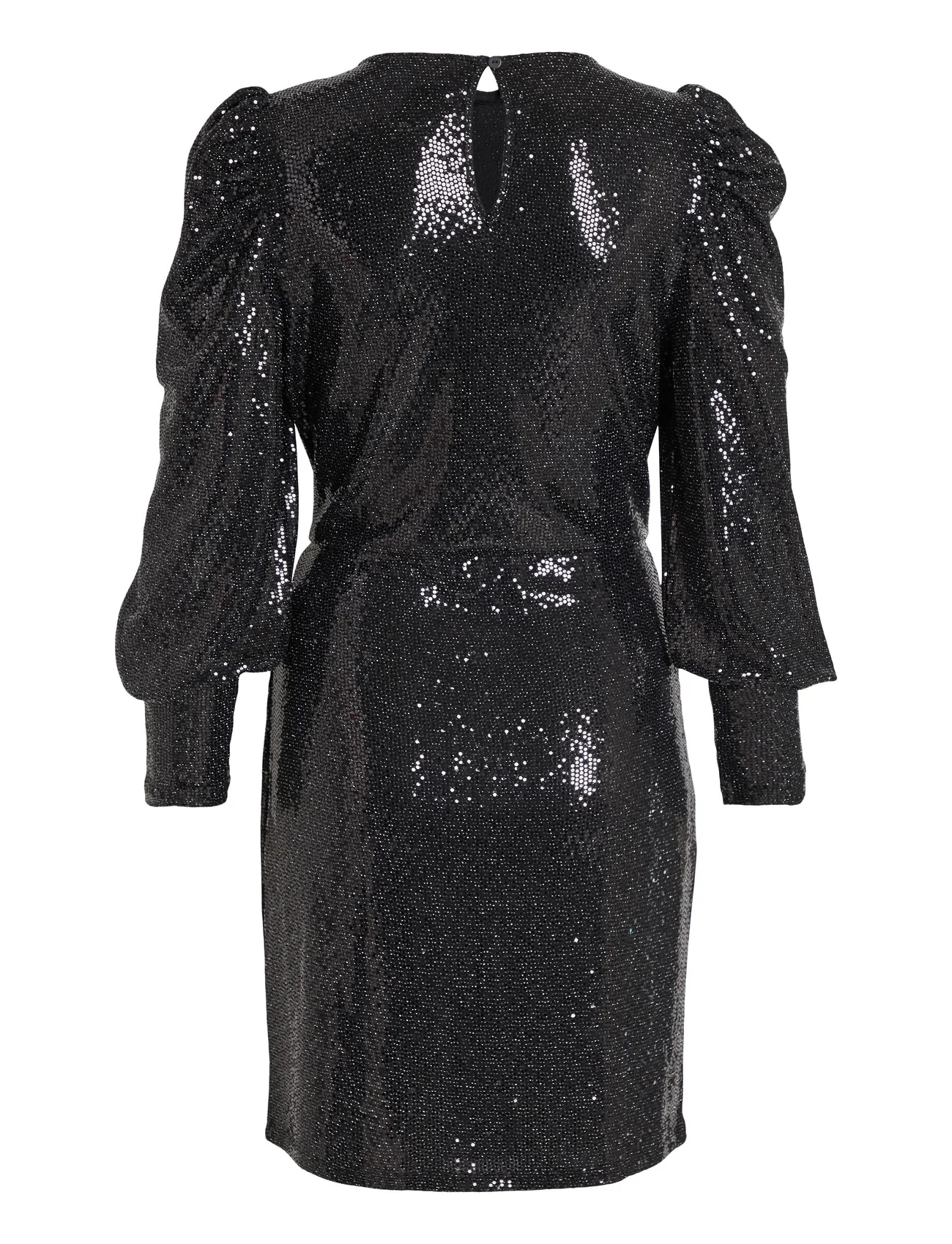 Vila - VIBEASKI L/S O-NECK RUFFLE DRESS/DC - ballīšu apģērbs par outlet cenām - black - 1