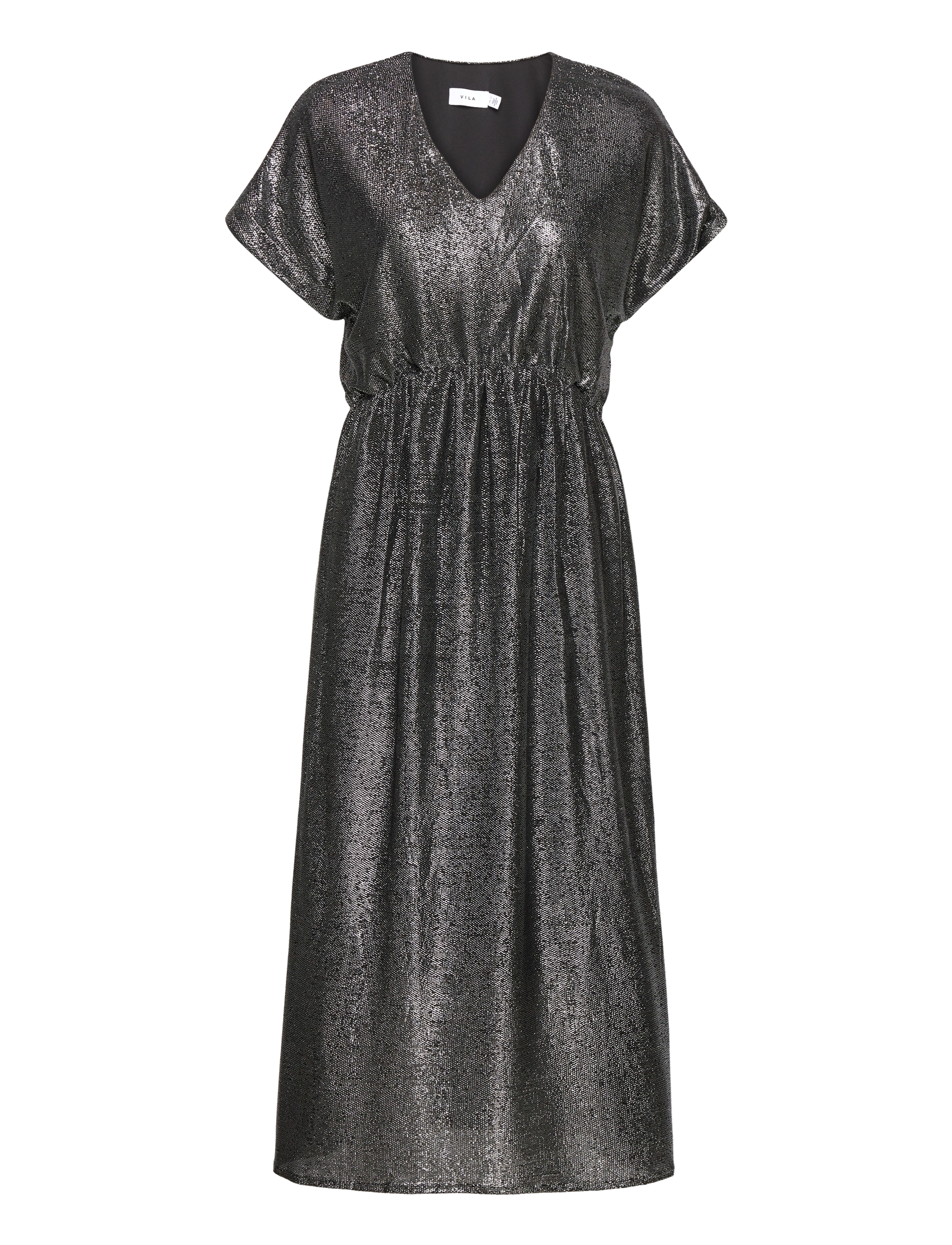 Vila Viaddax S/S V-Neck Mid Calf Dress/Dc, XS, Dresses, Grau - Knee-length & Midi, Frauen