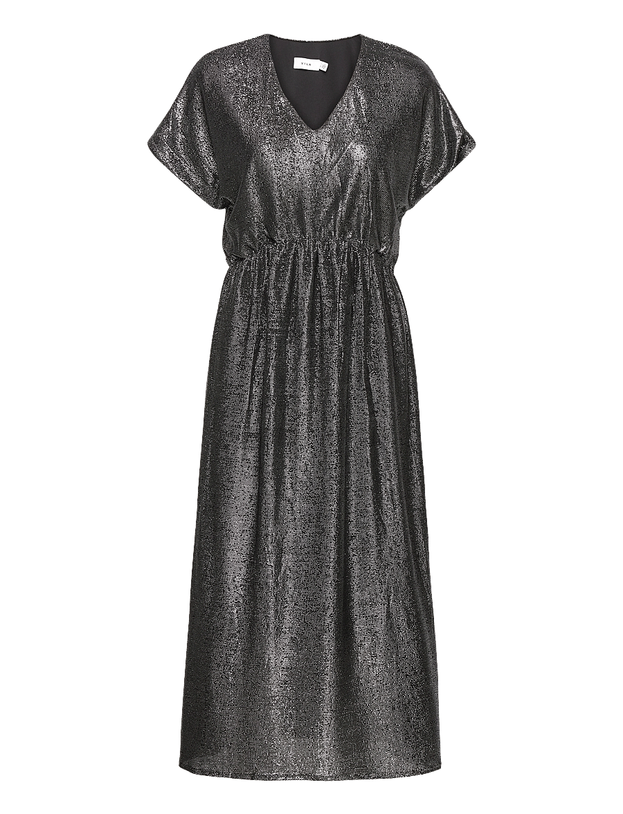 Vila - VIADDAX S/S V-NECK MID CALF DRESS/DC - midikleider - silver - 0
