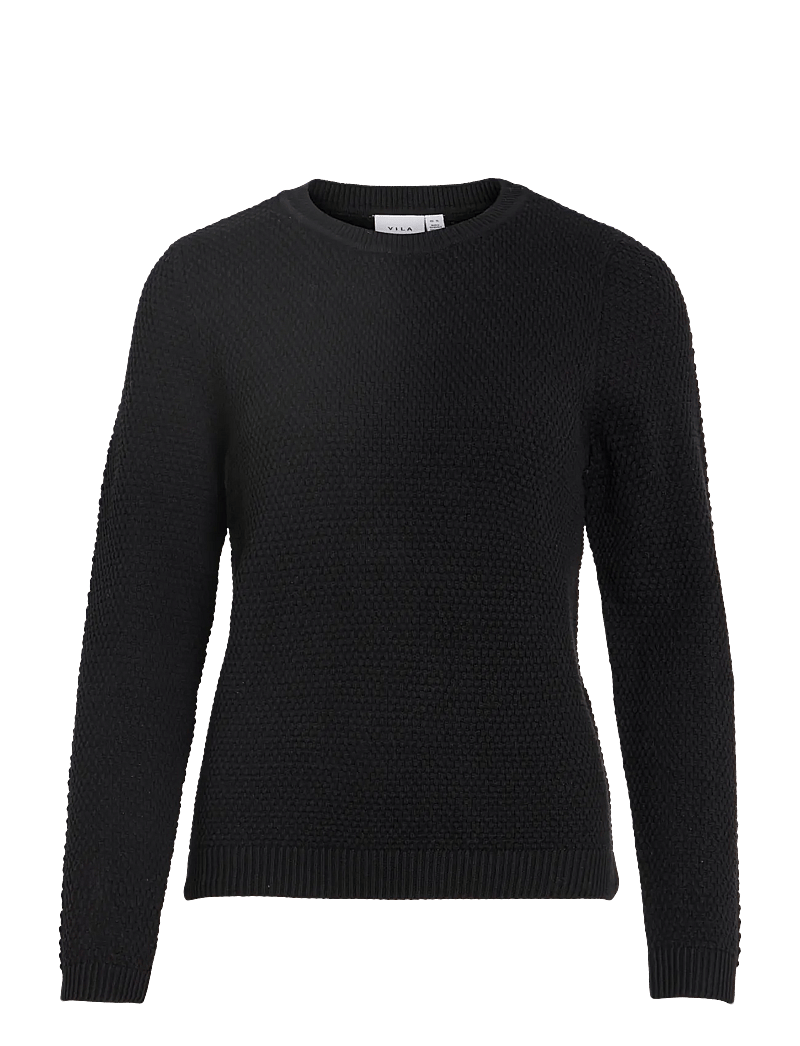 Vila - VIDALO O-NECK L/S KNIT TOP- NOOS - striktrøjer - black - 1