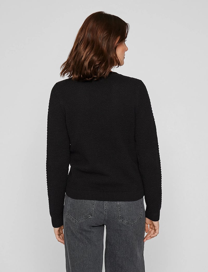 Vila - VIDALO O-NECK L/S KNIT TOP- NOOS - striktrøjer - black - 3
