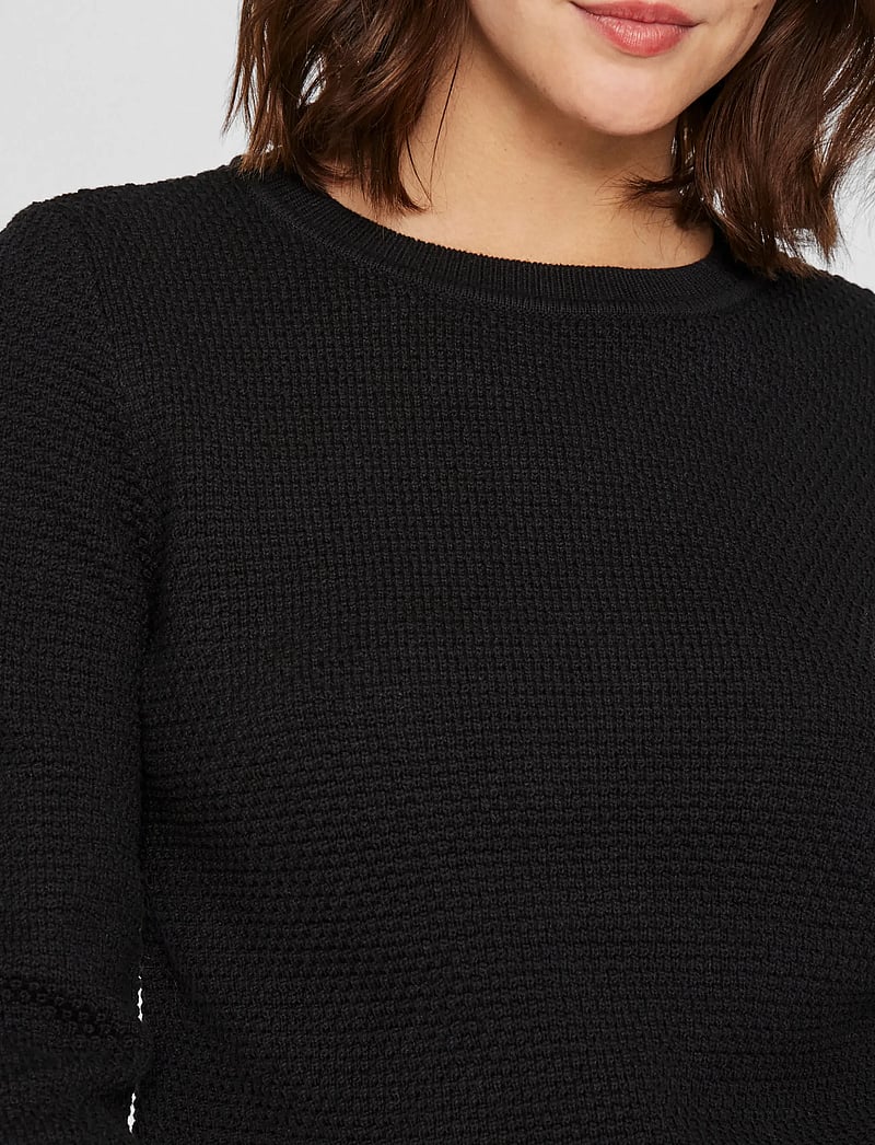 Vila - VIDALO O-NECK L/S KNIT TOP- NOOS - striktrøjer - black - 4