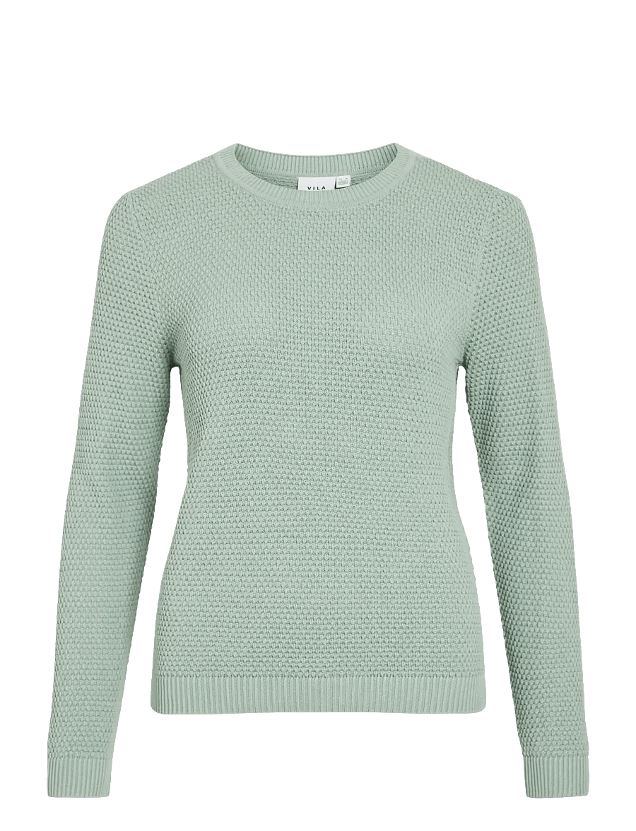 Vila - VIDALO O-NECK L/S KNIT TOP- NOOS - kampsunid - blue surf - 1