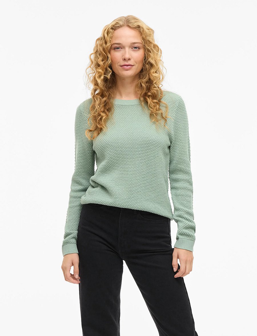 Vila - VIDALO O-NECK L/S KNIT TOP- NOOS - kampsunid - blue surf - 0