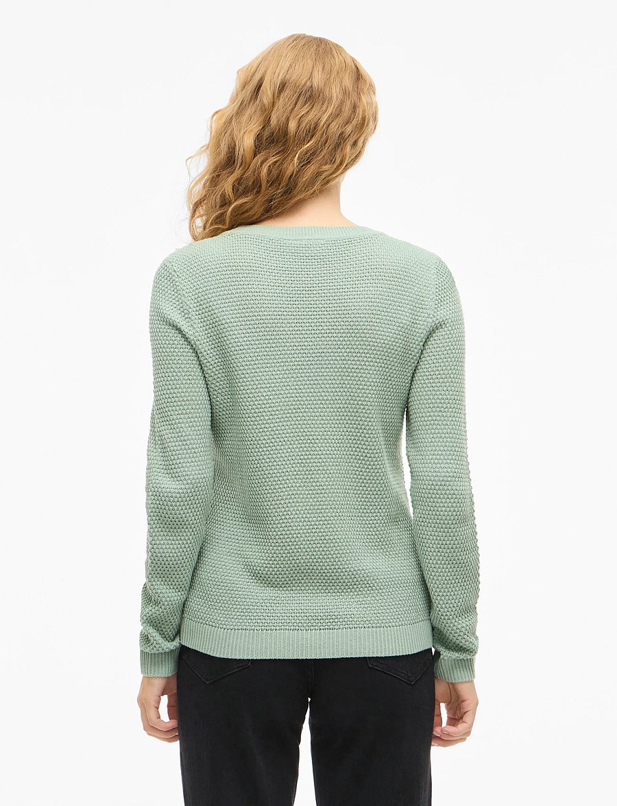 Vila - VIDALO O-NECK L/S KNIT TOP- NOOS - kampsunid - blue surf - 3